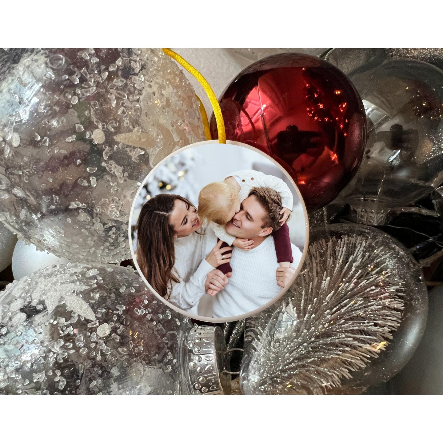 Custom Photo Christmas Ornament, Family Picture Ornament, Personalized Ornament, Custom Ceramic Ornament, Family Christmas Gift, Tree hanger product 4