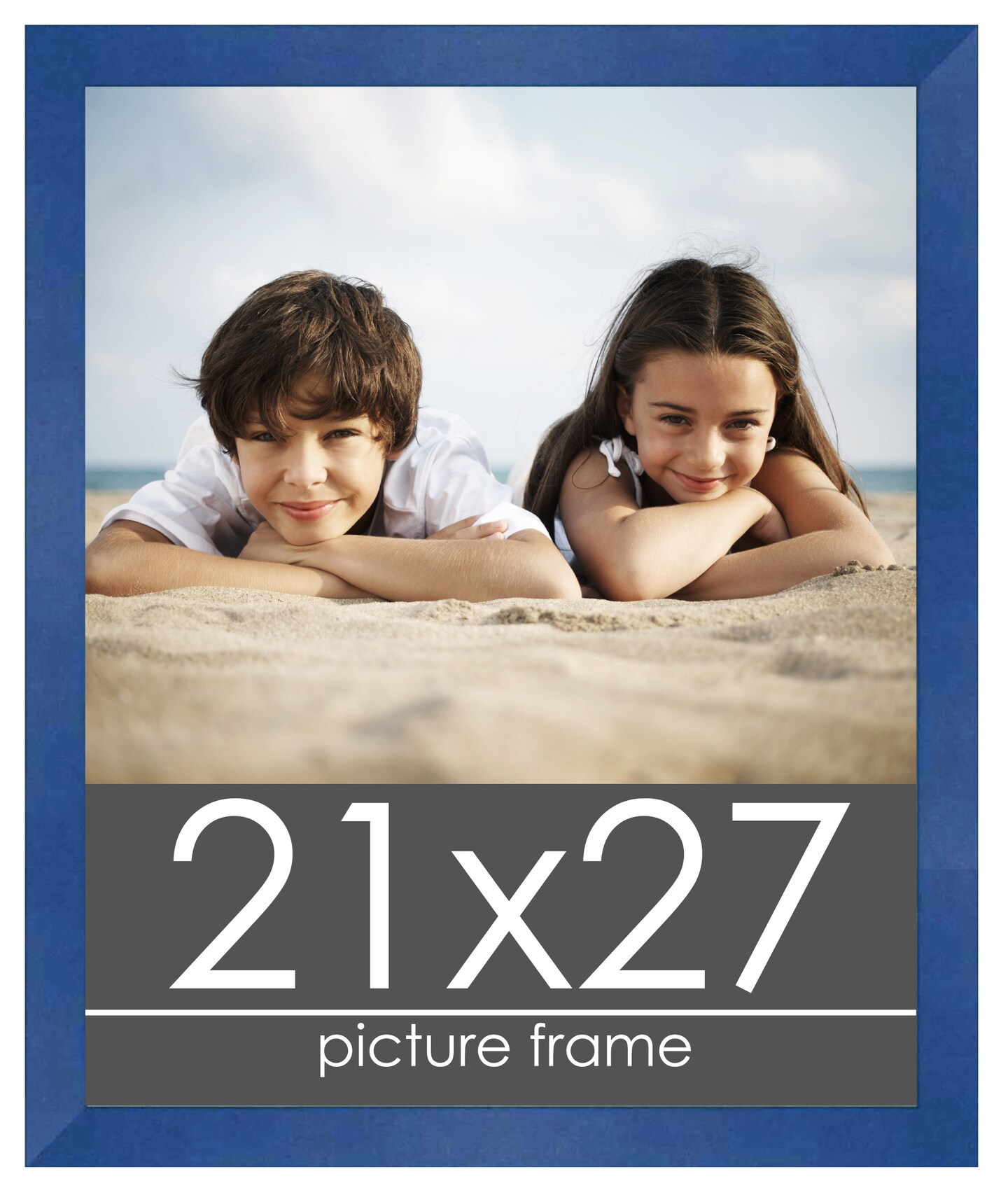 Classic Modern Blue Picture Frame - UV Acrylic, Foam Board Backing, Hanging Hardware