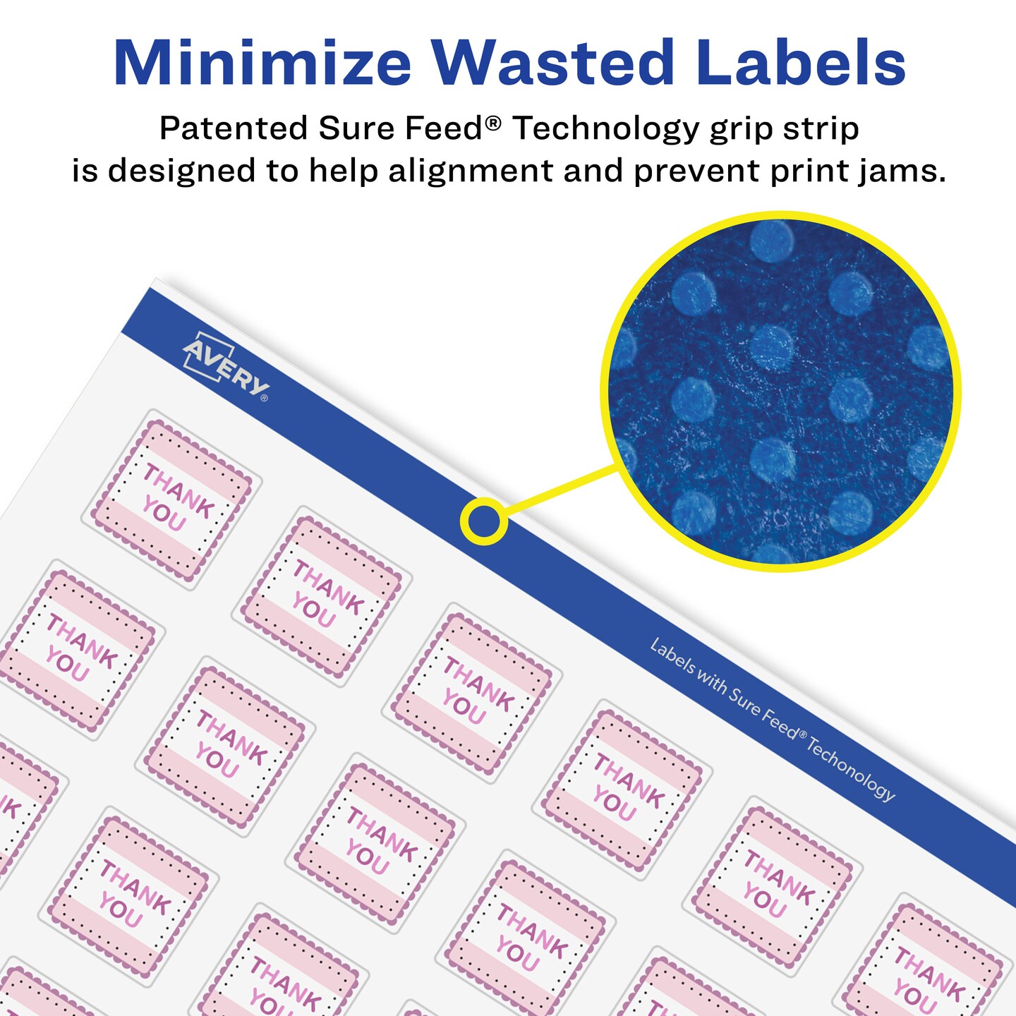Avery Matte White Removable Square Labels with Sure Feed Technology, Print-to-the-Edge, 1" x 1"
