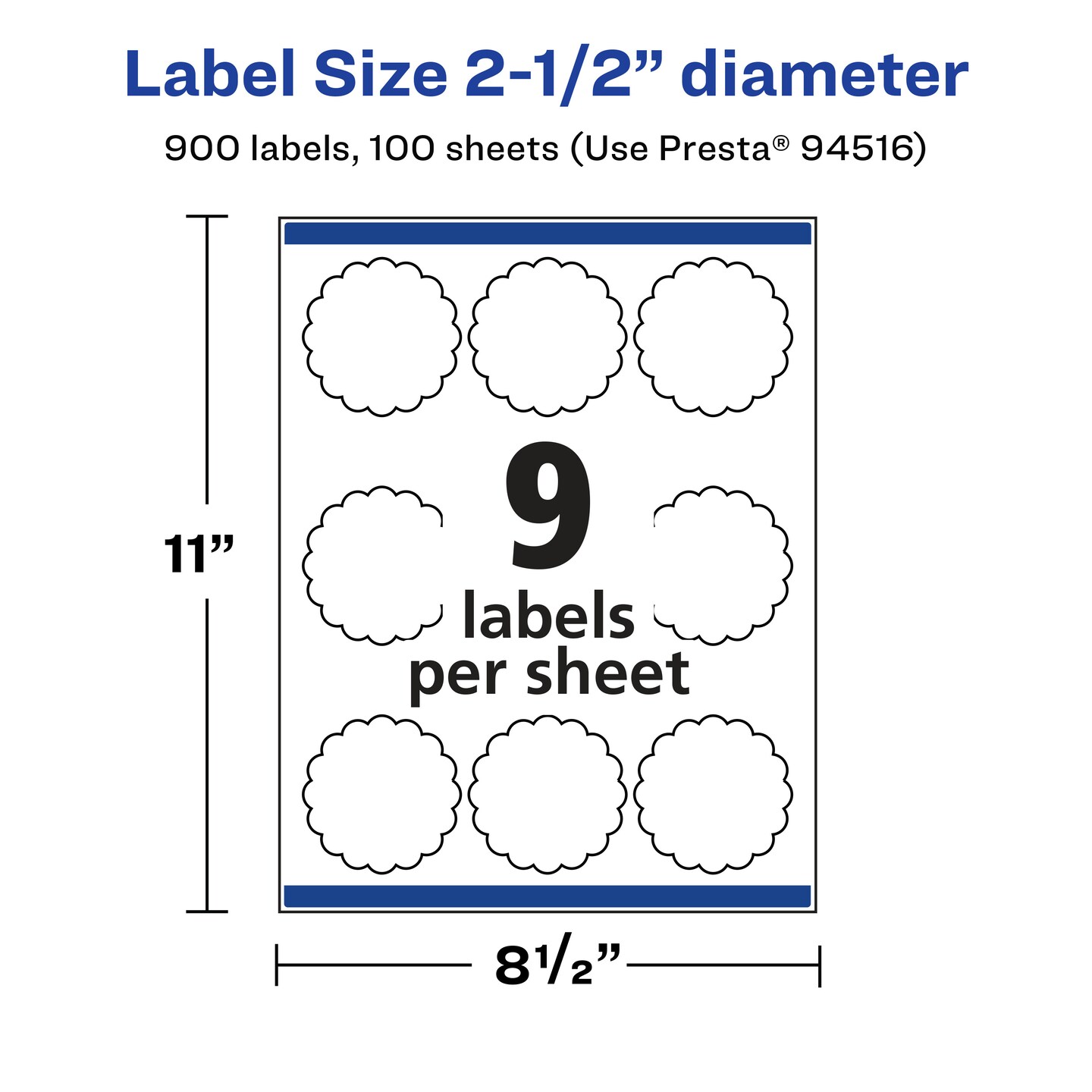 Avery Matte Clear Labels,  2-1/2&#x22; diameter Round Scalloped