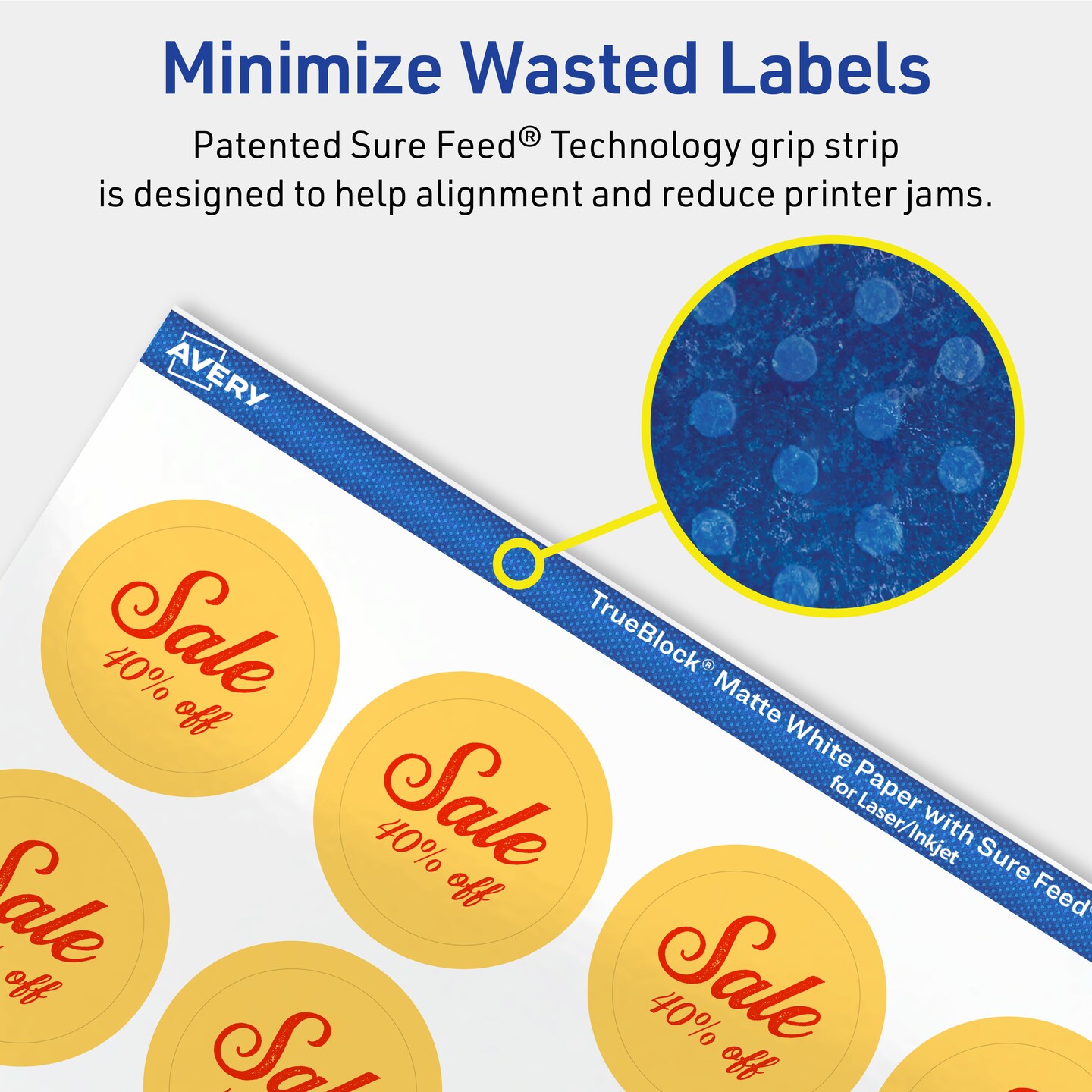 Avery TrueBlock Matte White Paper Labels,  1-1/4&#x22; diameter Round