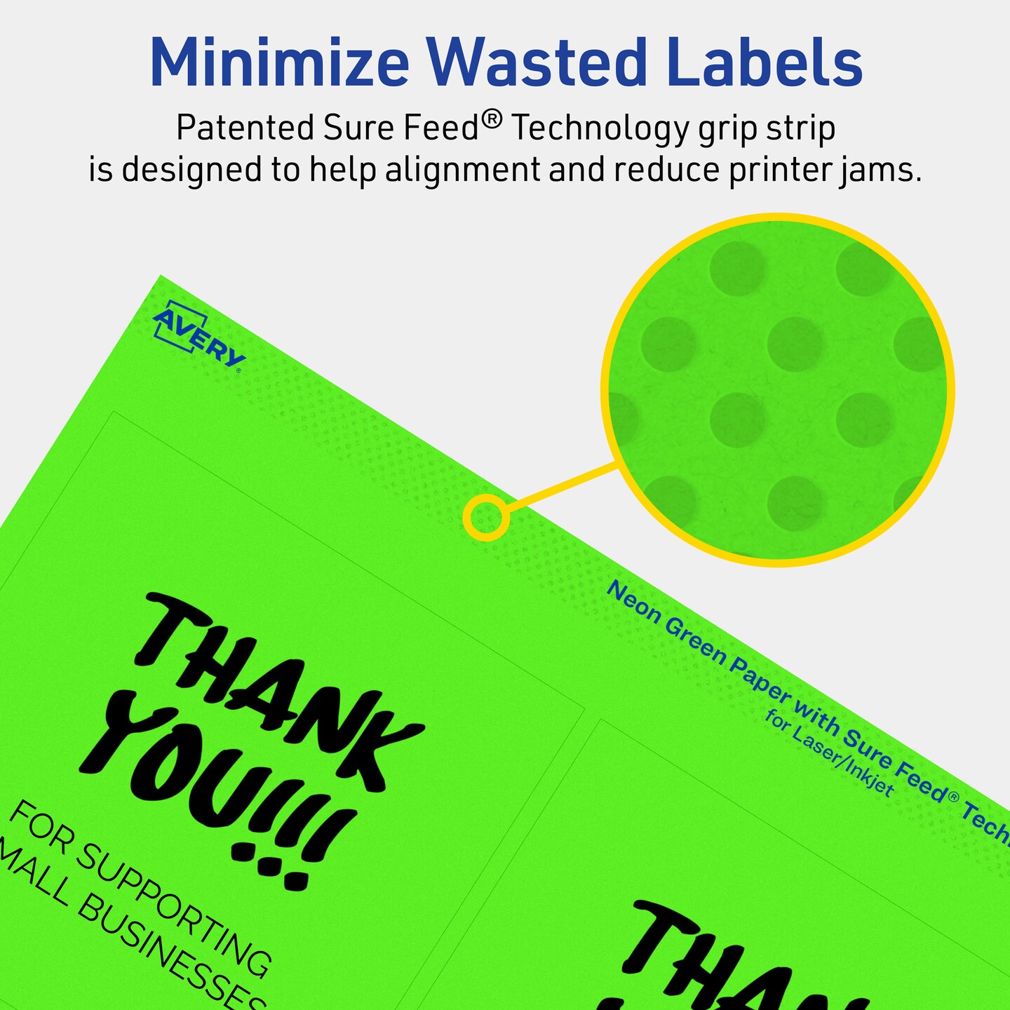 Avery Neon Green Paper Labels, 4&#x22; x 4&#x22; Square