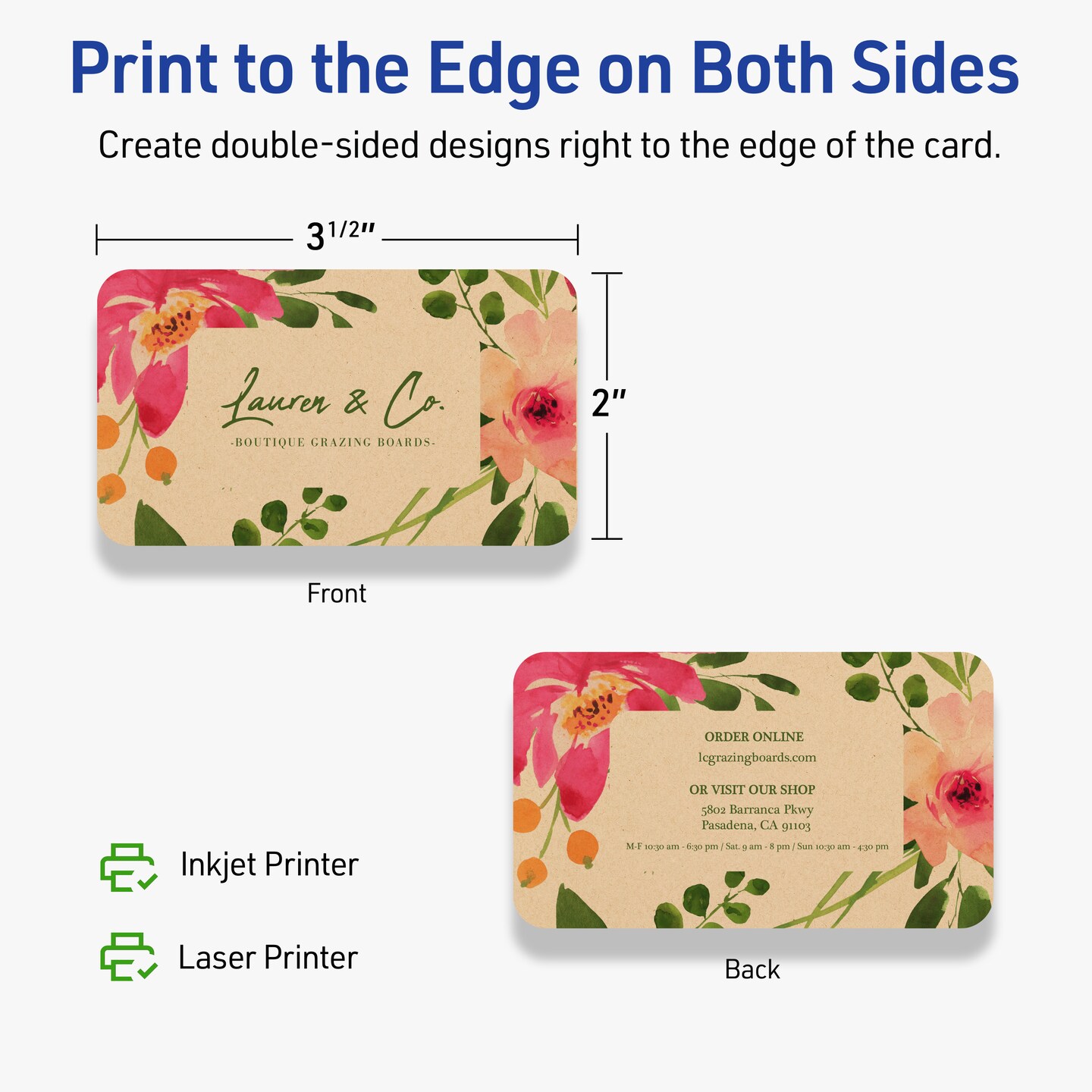 2&#x22; x 3-1/2&#x22; Rectangle Rounded Corners, Kraft Brown Business Cards