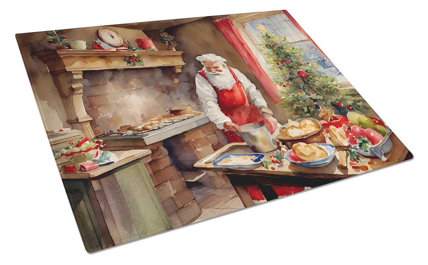 Edge Collections - 12" X 15" - Christmas Tempered Glass Cutting Board, Chopping Board - 1 Unit