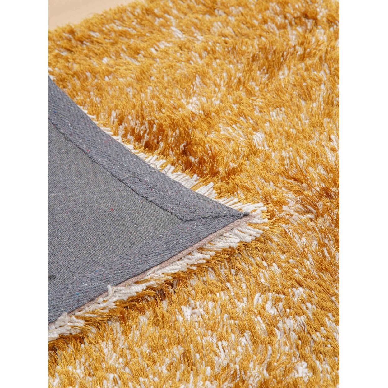 Rugsotic Hand Tufted Shag Polyester Area Rug 8X10 Contemporary Gold Brown K00048