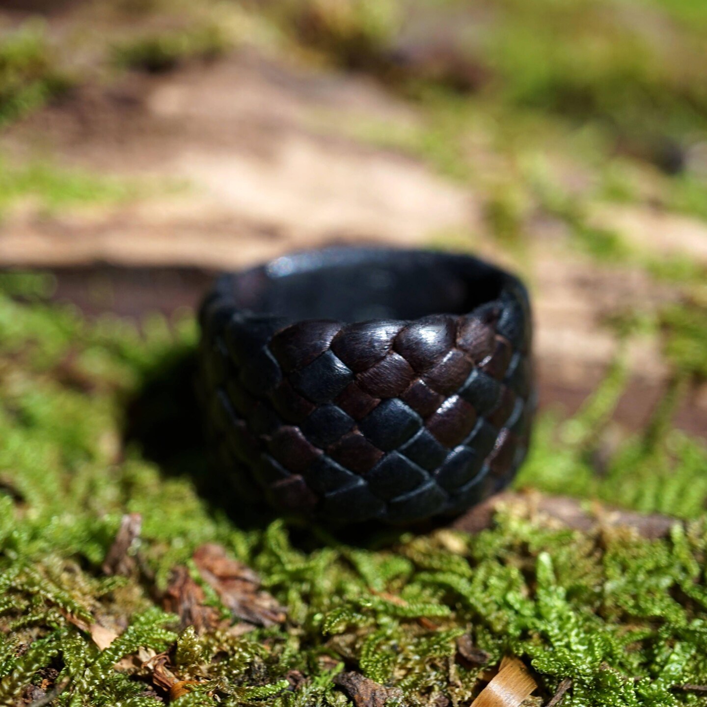 His Hers Rings Set, 2 Braided Leather Rings, Men's Women's Woven Wedding Bands, Couples Vow Renewal 3rd Leather Anniversary, No Metal KAMA product 5