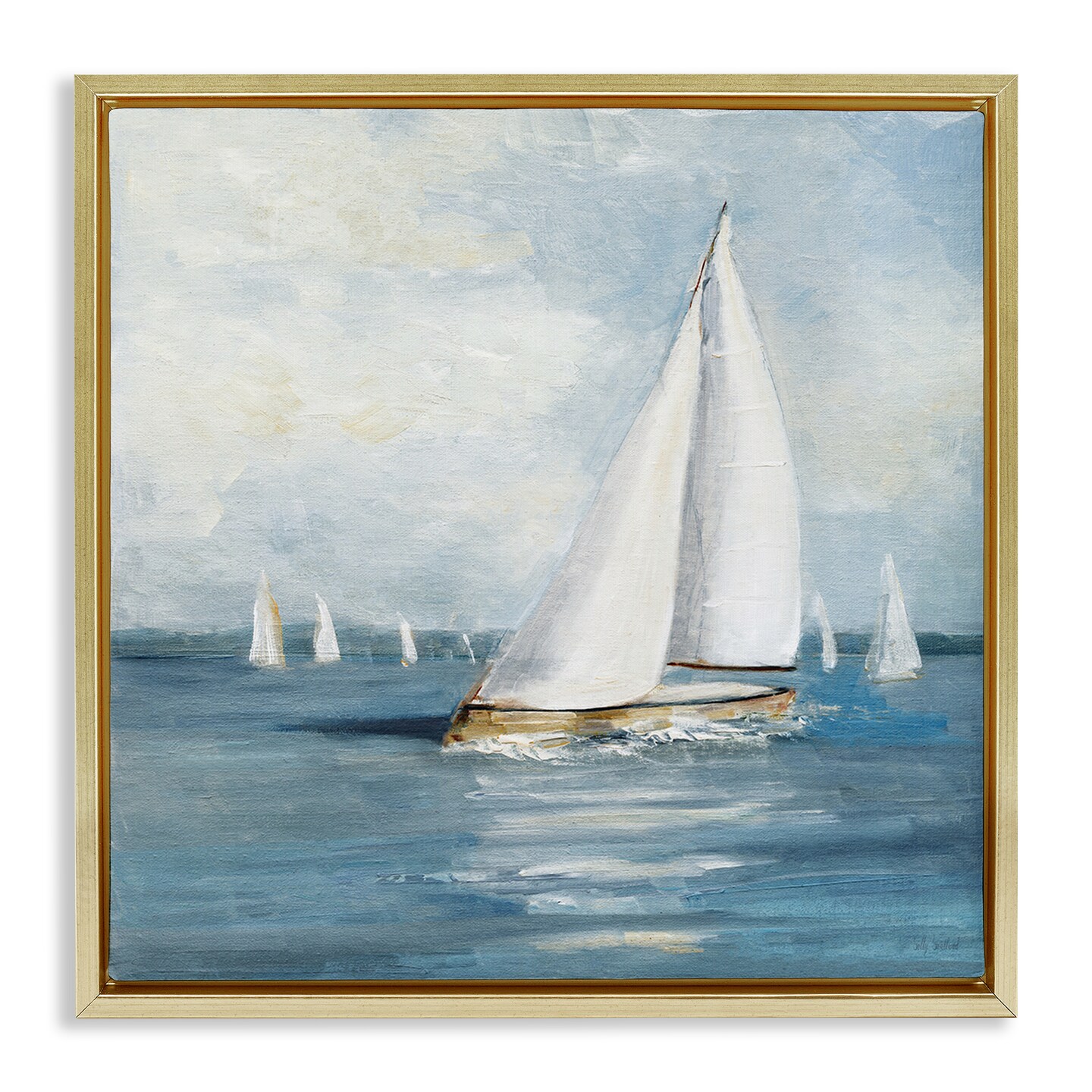 Stupell Industries Swaying Sailboat Vessel Floating Frame By Sally Swatland