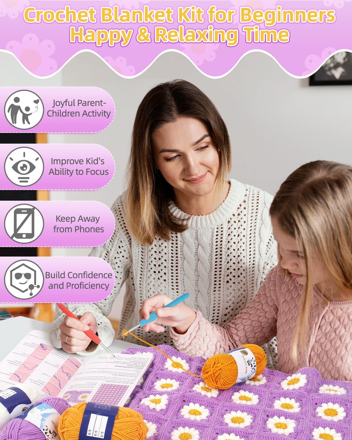 Blanket Crochet Kits with Soft Yarns