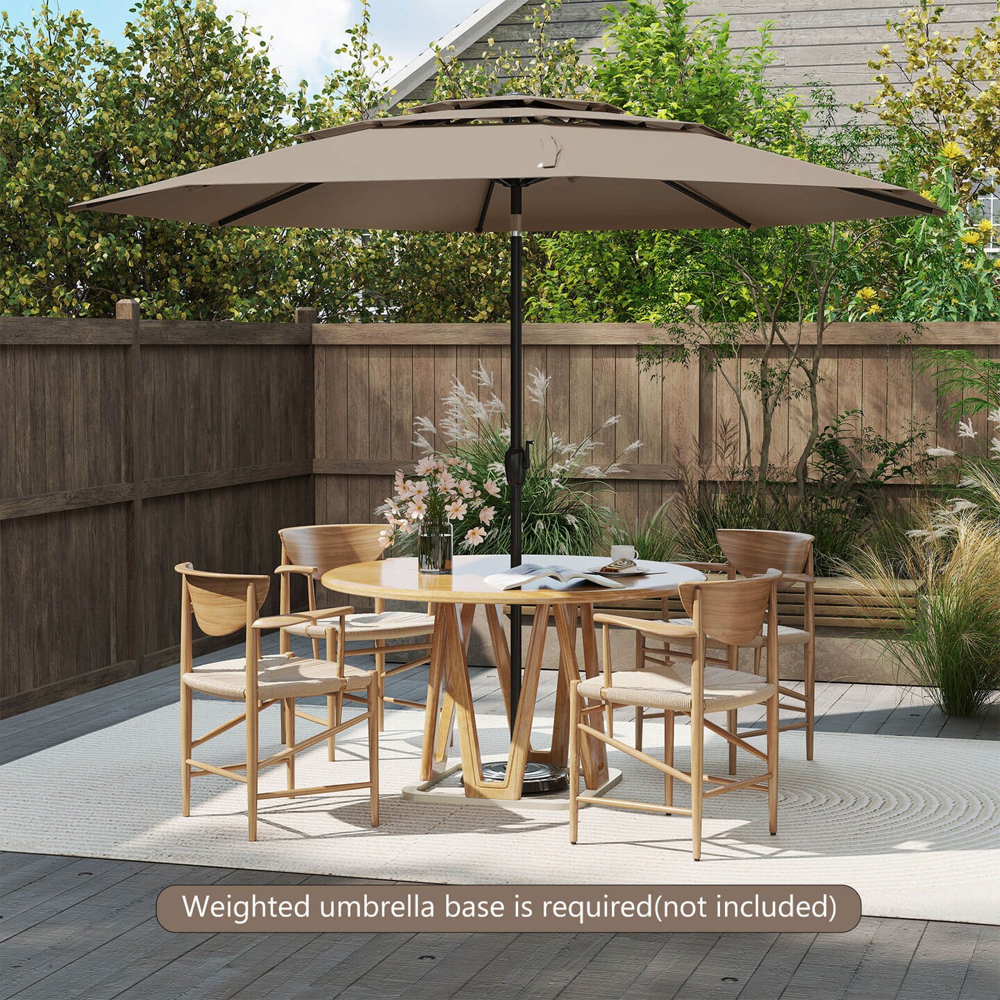Costway 10 ft 3-tier Vented Patio Umbrella Large Market Table Umbrella Outdoor Sun Shade Brown/Turquoise/Navy/Beige/Gray/Red/Black