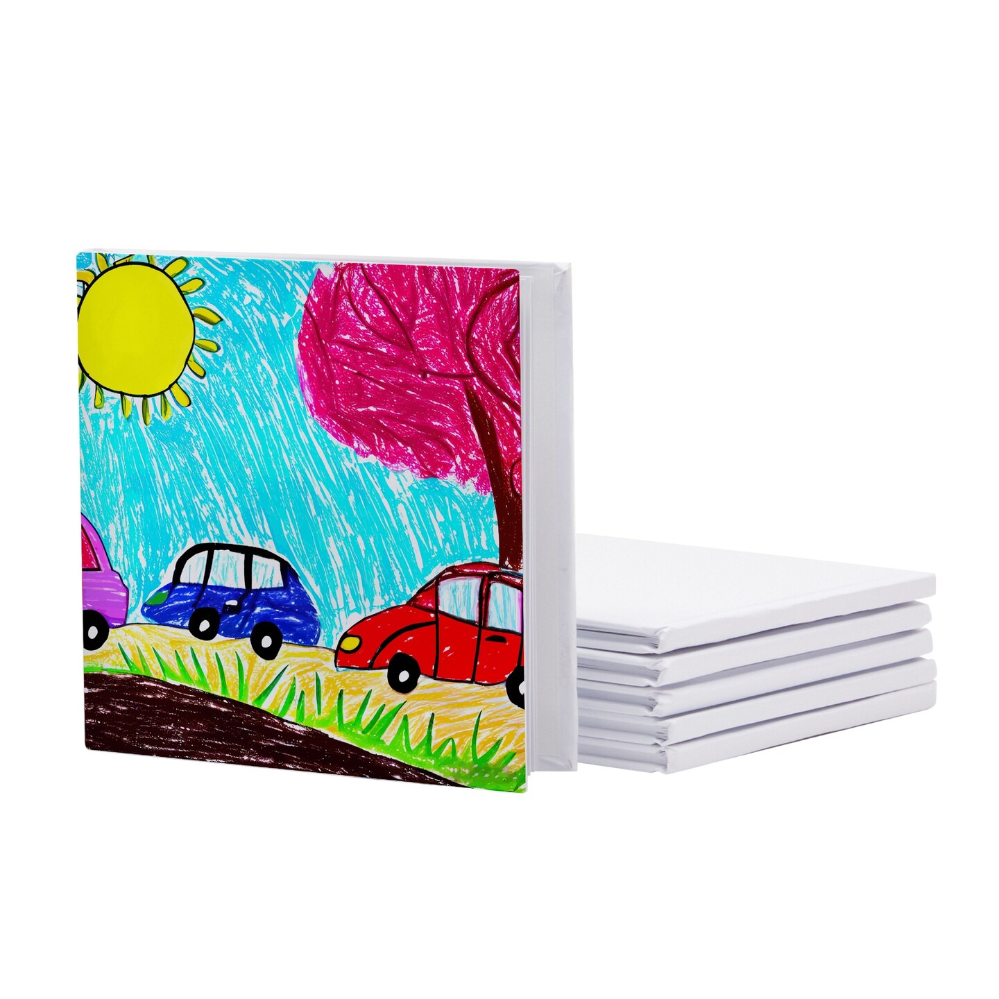 6 Pack 5x5 inch White Blank Hardcover Books for Kids to Write Stories, Unlined Scrapbook and Journal - 18 Sheets/36 Pages Each