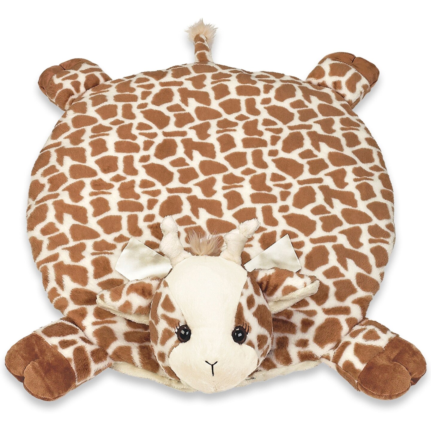 Bearington Baby Patches Tummy Time Mat, 30 x 30 Inch Giraffe Plush Stuffed Animal Blanket, Giraffe Baby Stuff for Nursery D&#xE9;cor