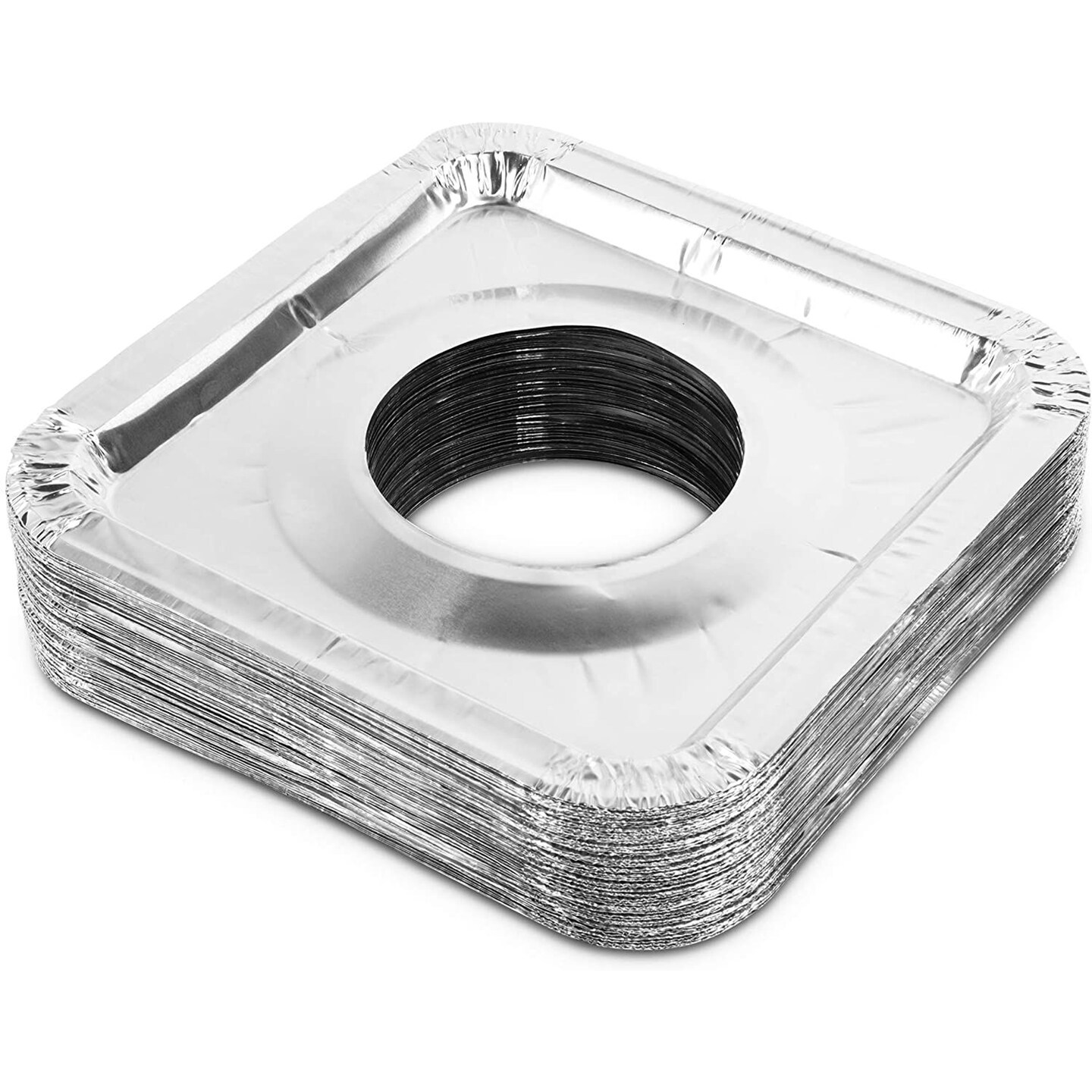 Gas Burner Covers (100 Pack) Disposable Aluminum Foil Square Stove Burner Liners, 8.5 Inch Gas Range Stove Top Protector