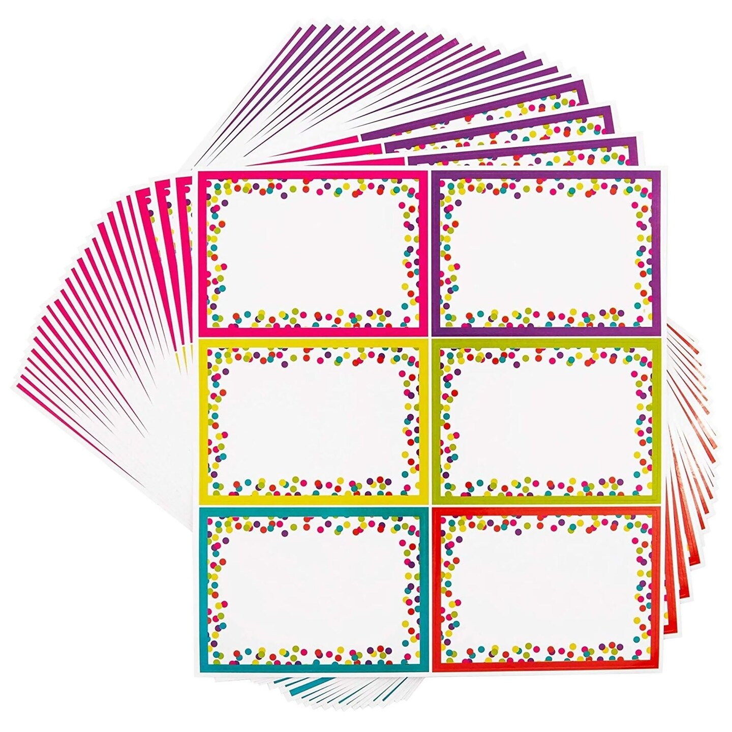 144 Pieces Decorative Colorful Name Tags for Classroom &#x2013; Blank Stickers to Write on for Student Desks, Bin Labels, Teacher Supplies, 6 Designs (3.5 x 2.5 Inches)