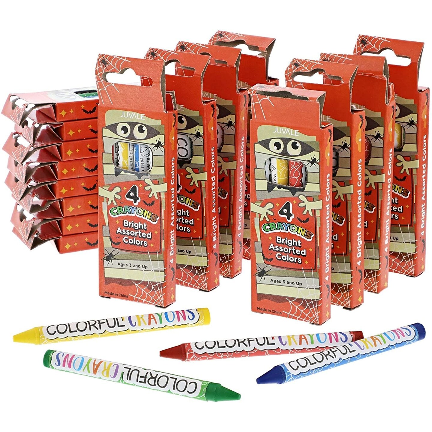 Juvale 30-Pack Halloween Crayons, Fun School Supplies for Kids, Party Favors, Fun Themed Festive Crayons Party Favors for Kids, Crayon Packs for Drawing, Doodling, Writing and Coloring, 4 Colors
