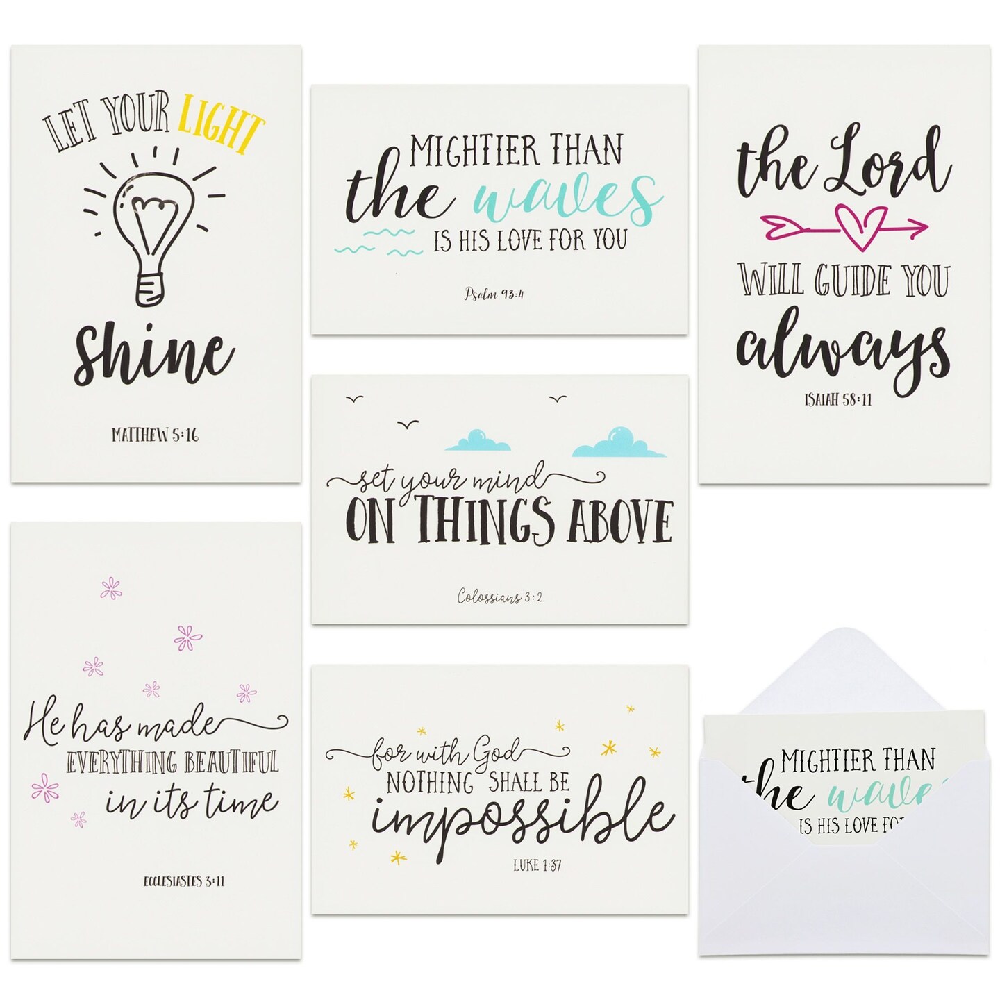 Best Paper Greetings 48 Pack Christian Greeting Cards with Envelopes, Inspirational Note Card with Scripture Bible Verses for Encouragement, Motivation, Confirmation Bulk (4x6 In)