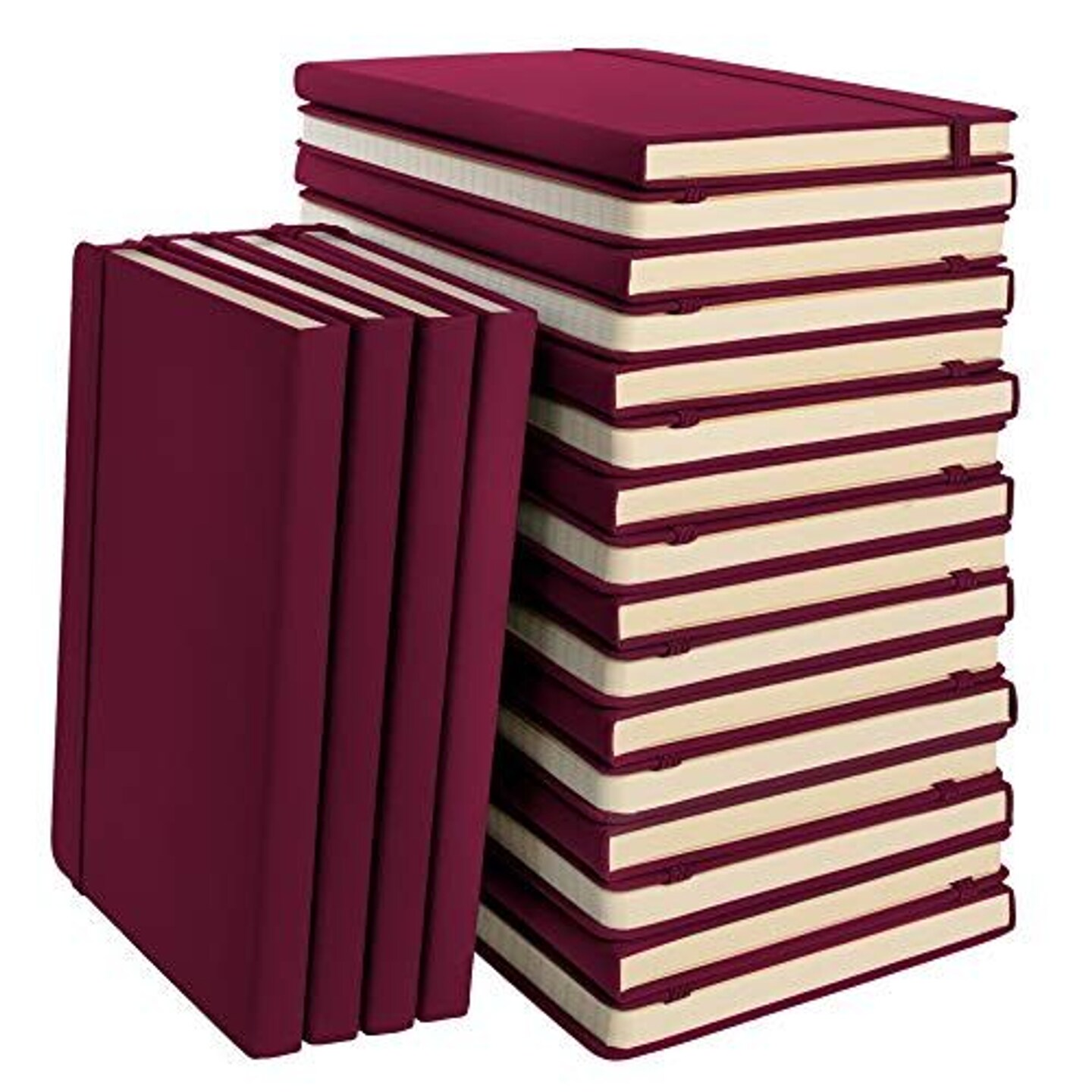 Simply Genius 20 Pack Bulk A5 Lined Hardcover Notebooks, 192 pages, 5.7" x 8.4", Writing Journal for Work, Travel, Business, School & More, Lined Notebook for Men & Women - Wine