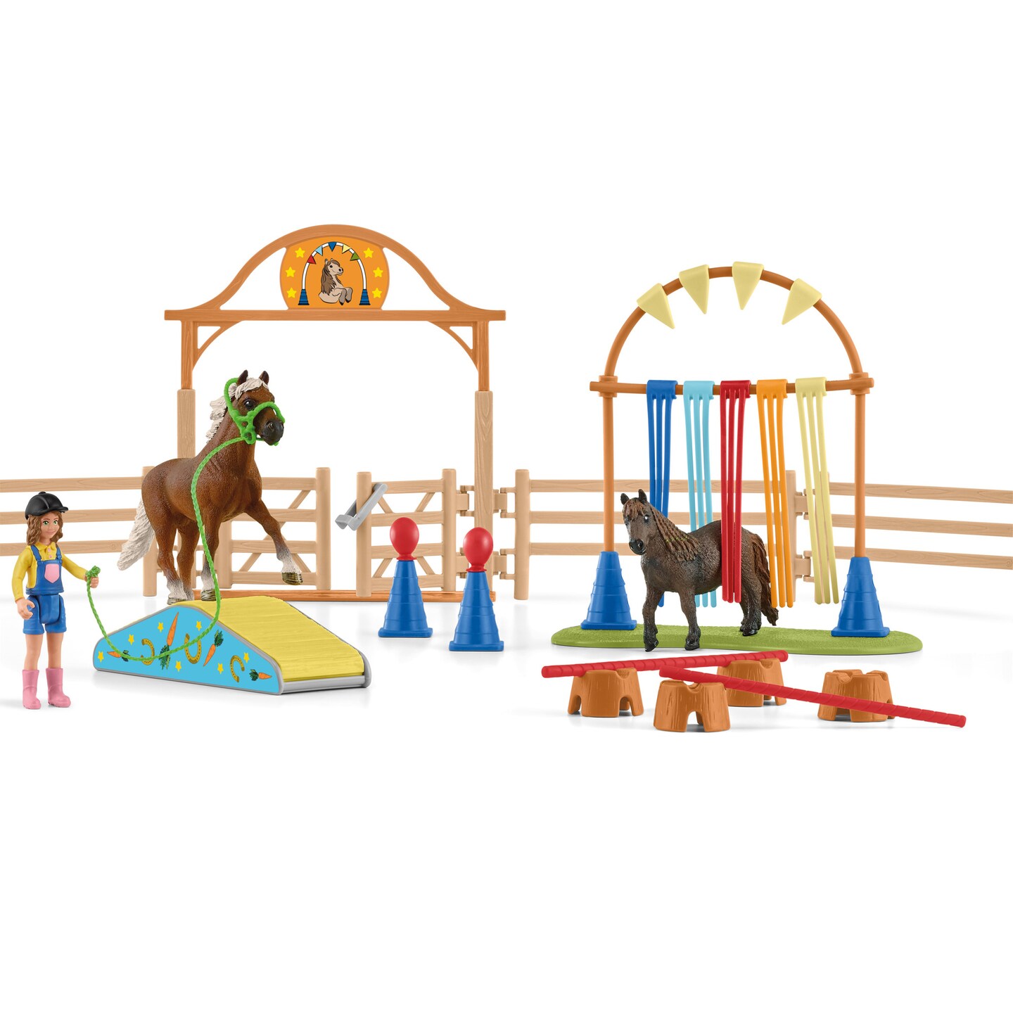 Schleich Farm World: Pony Agility Training - 41 Piece Playset, Set w/ Horse, Trainer &#x26; Accessories, Obstacle Toy Set, Pretend Play, Kids Age 3+