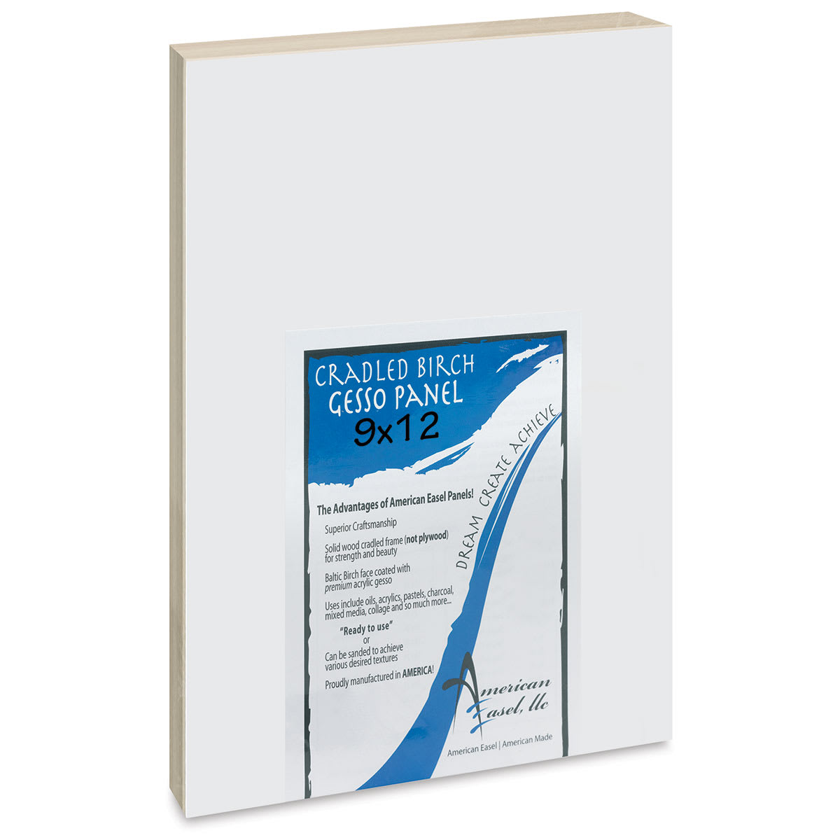 American Easel Gessoed Wood Painting Panel - 9" x 12", 7/8" Cradle