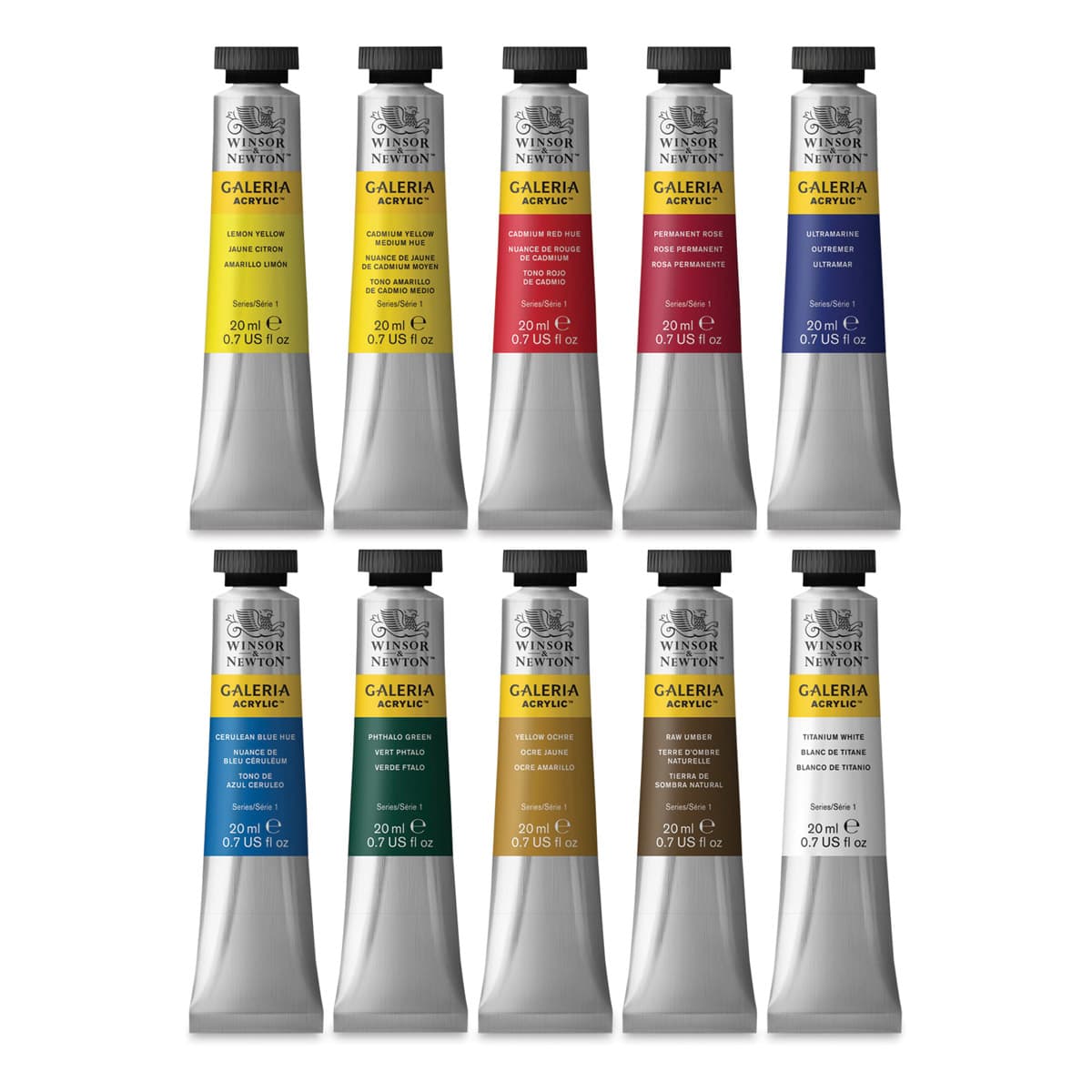 Winsor & Newton Galeria Acrylics - Set of 10, Assorted Colors, 20 ml