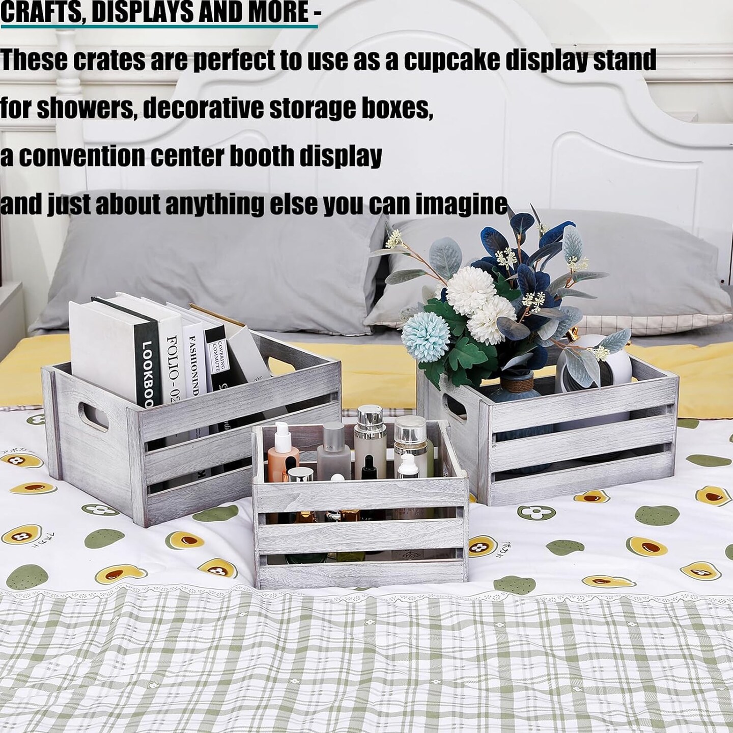 Set of 3 Storage Crate Decorative Wood Crates