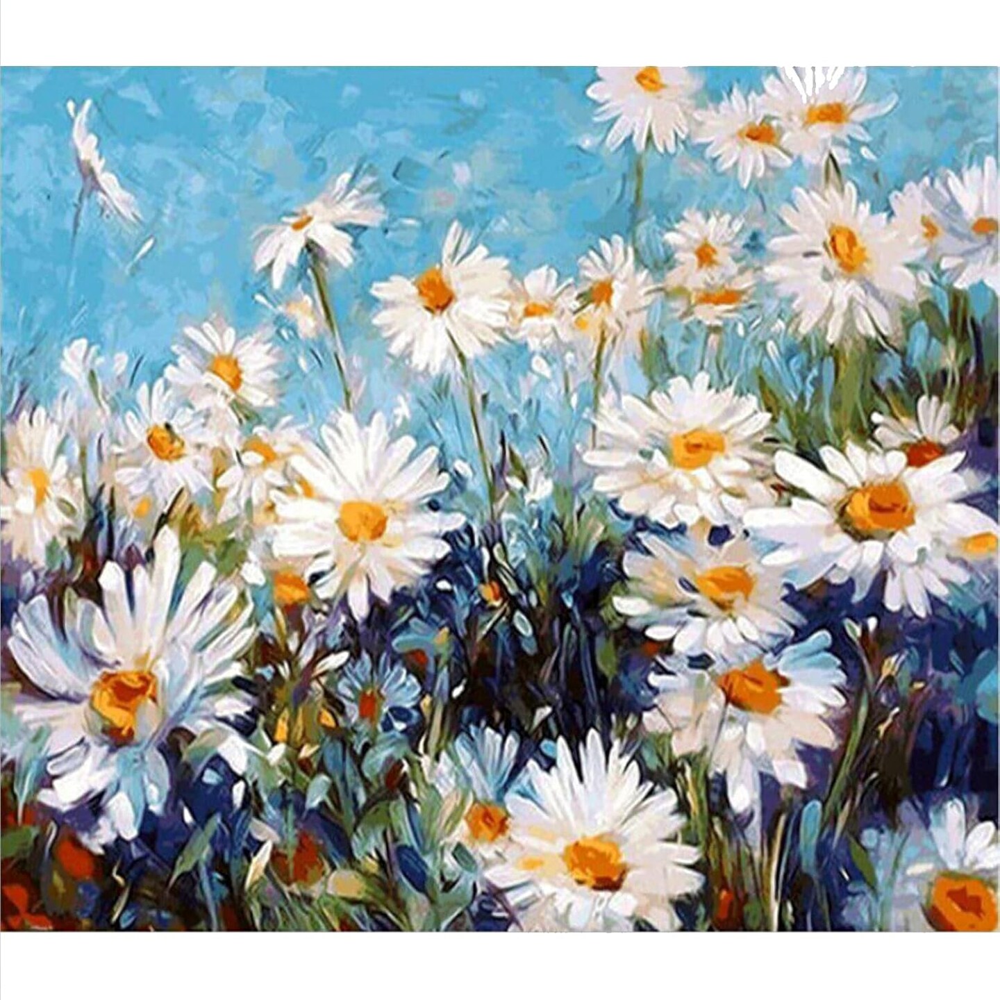 Paint by Number for Adults, 16&#x22; x 20&#x22; Flowers Acrylic Paints by Numbers for Adults Beginner Kids Color Painting by Numbers on Canvas with 3 Brushes Daisy Paint by Numbers for Kids Ages 8-12