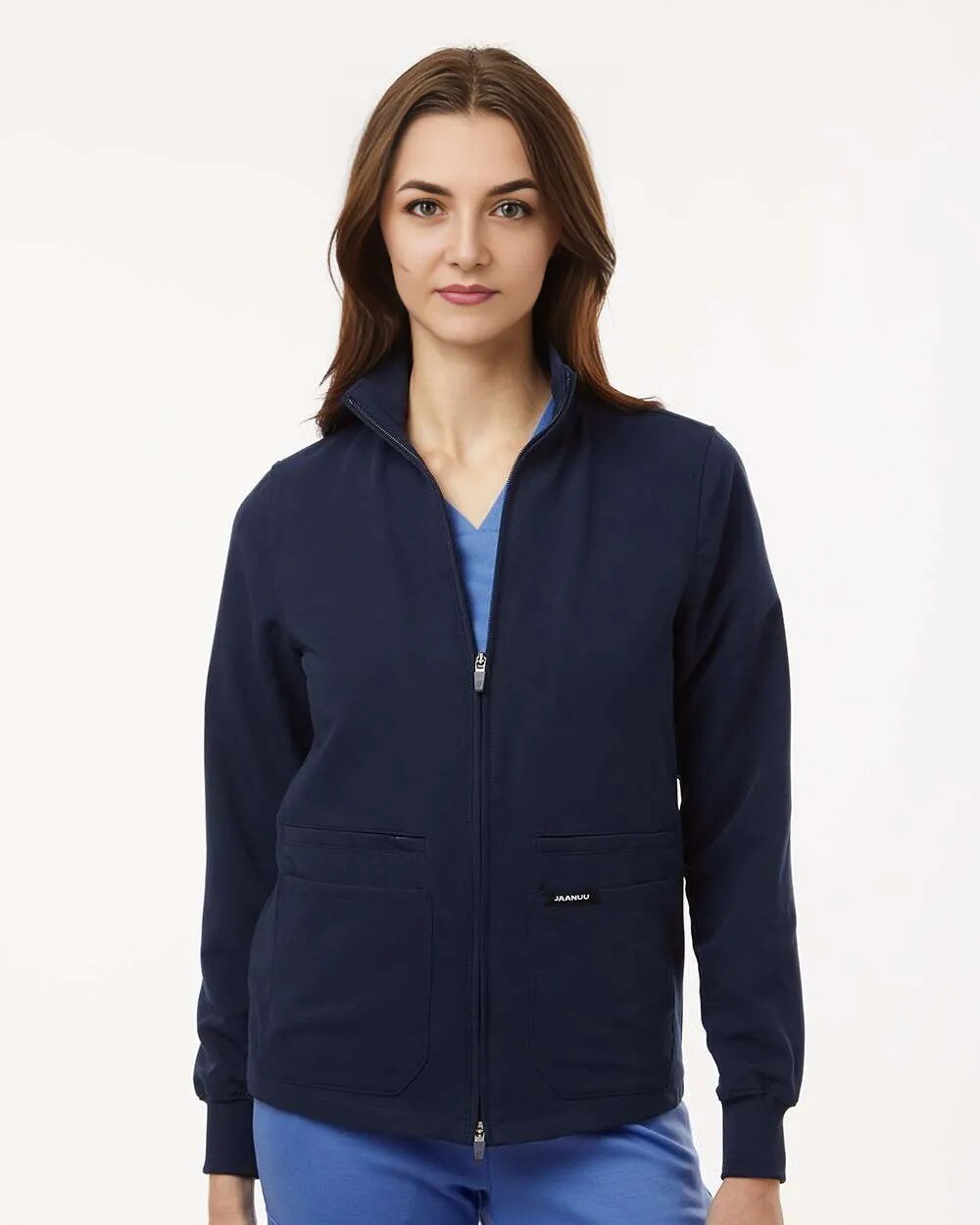 Jaanuu&#xAE; Women&#x27;s Ceri Essential Full-Zip 6 Pocket Scrub Jacket