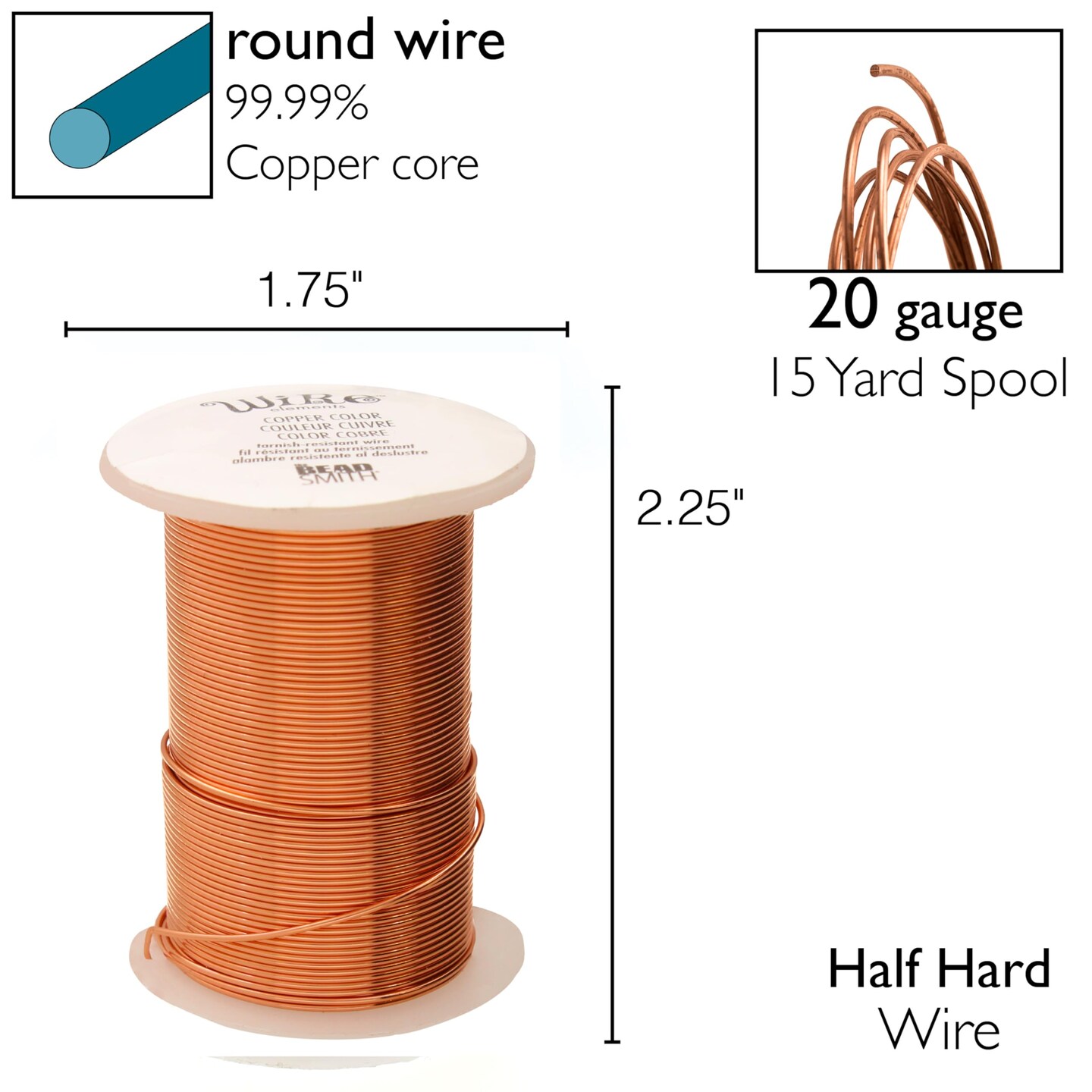 The Beadsmith Wire Elements Lacquered Tarnish-Resistant Copper Wire