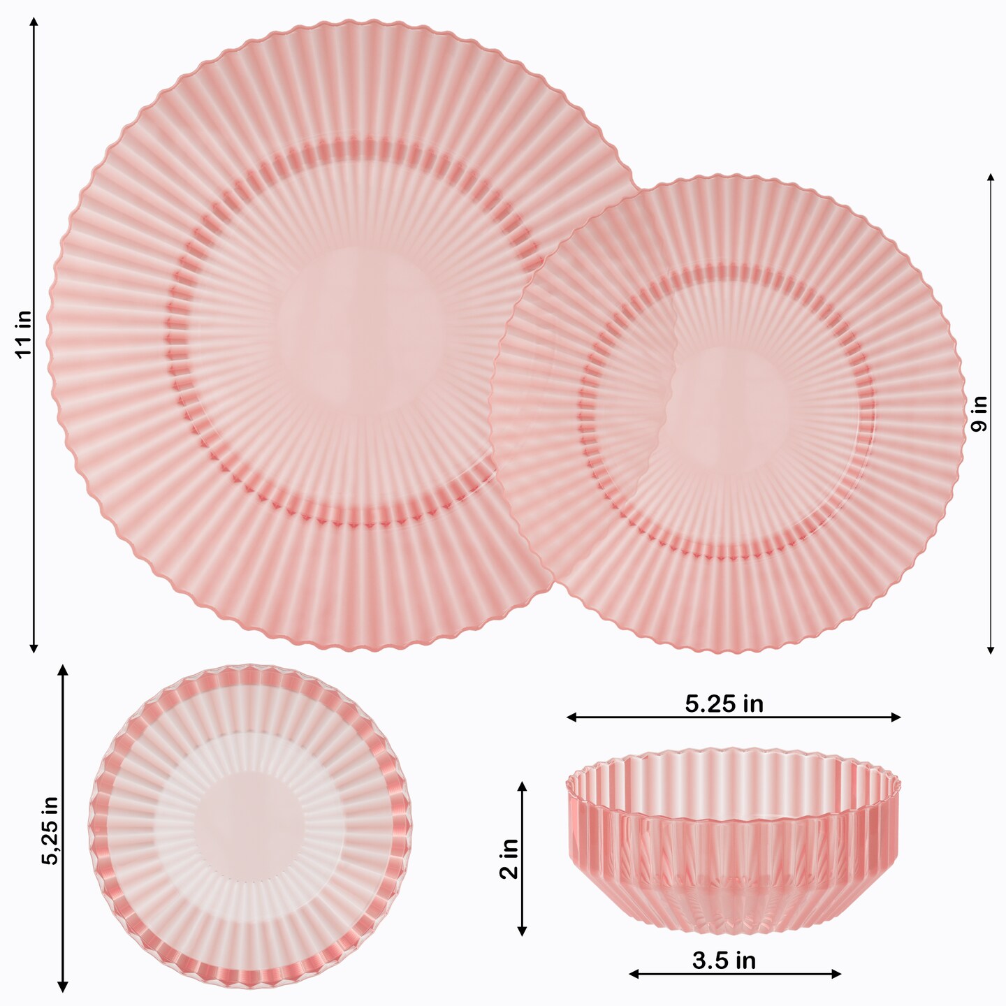 Exquisite Elegant Plastic Disposable Plates Set I 9 Inch & 11 Inch Disposable Plastic Plates | Great for Weddings Parties And Formal Occasions