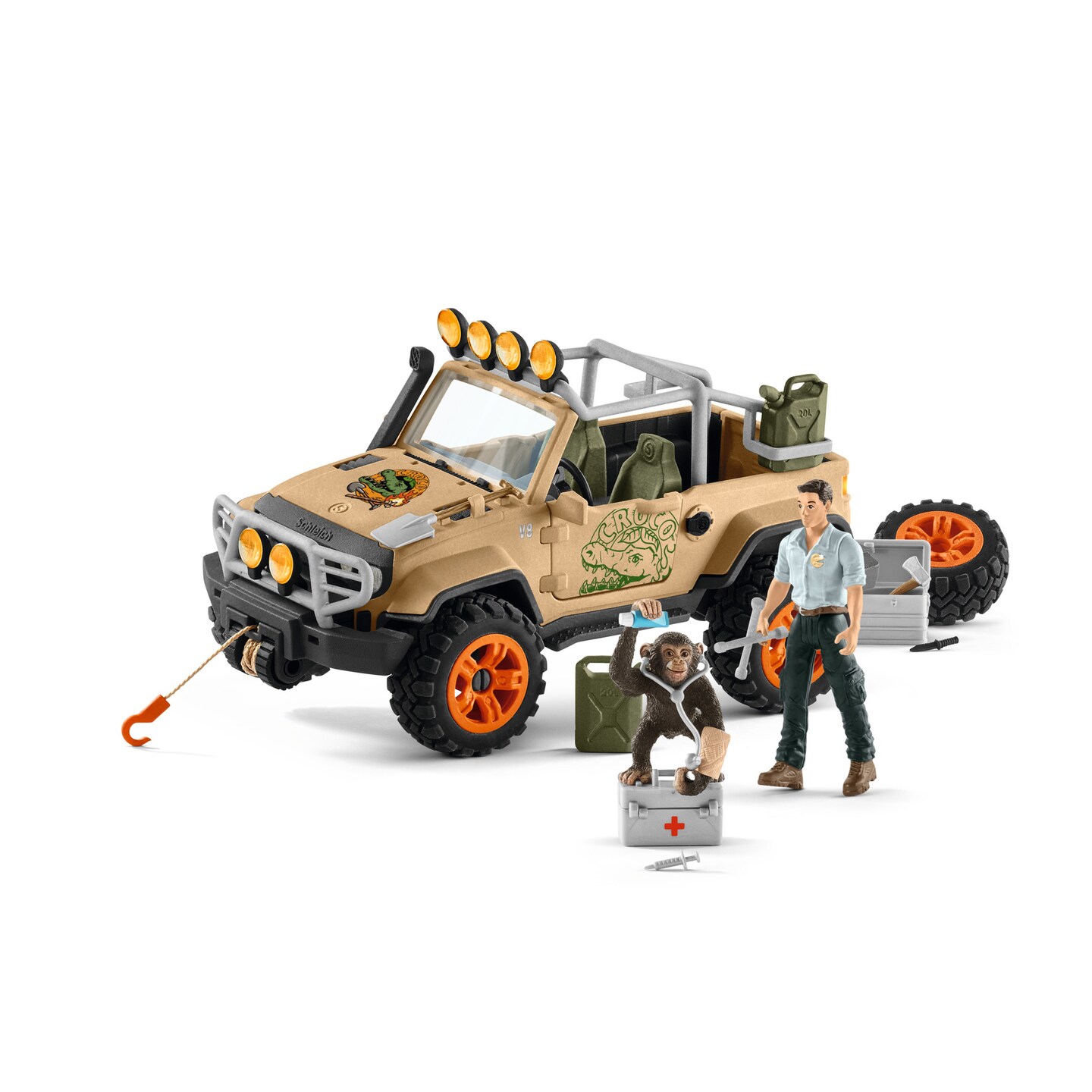 Schleich Wild Life: 4x4 Vehicle w/ Winch - 17pc Playset, Adventure