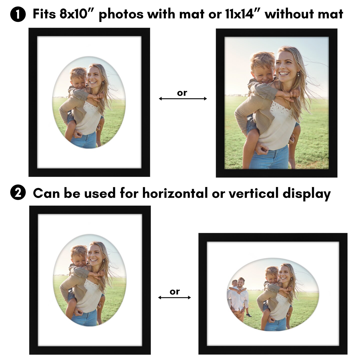 Americanflat Picture Frame with Oval-Shaped Mat - Ideal for Any Room, Living Rooms, Dorm Room