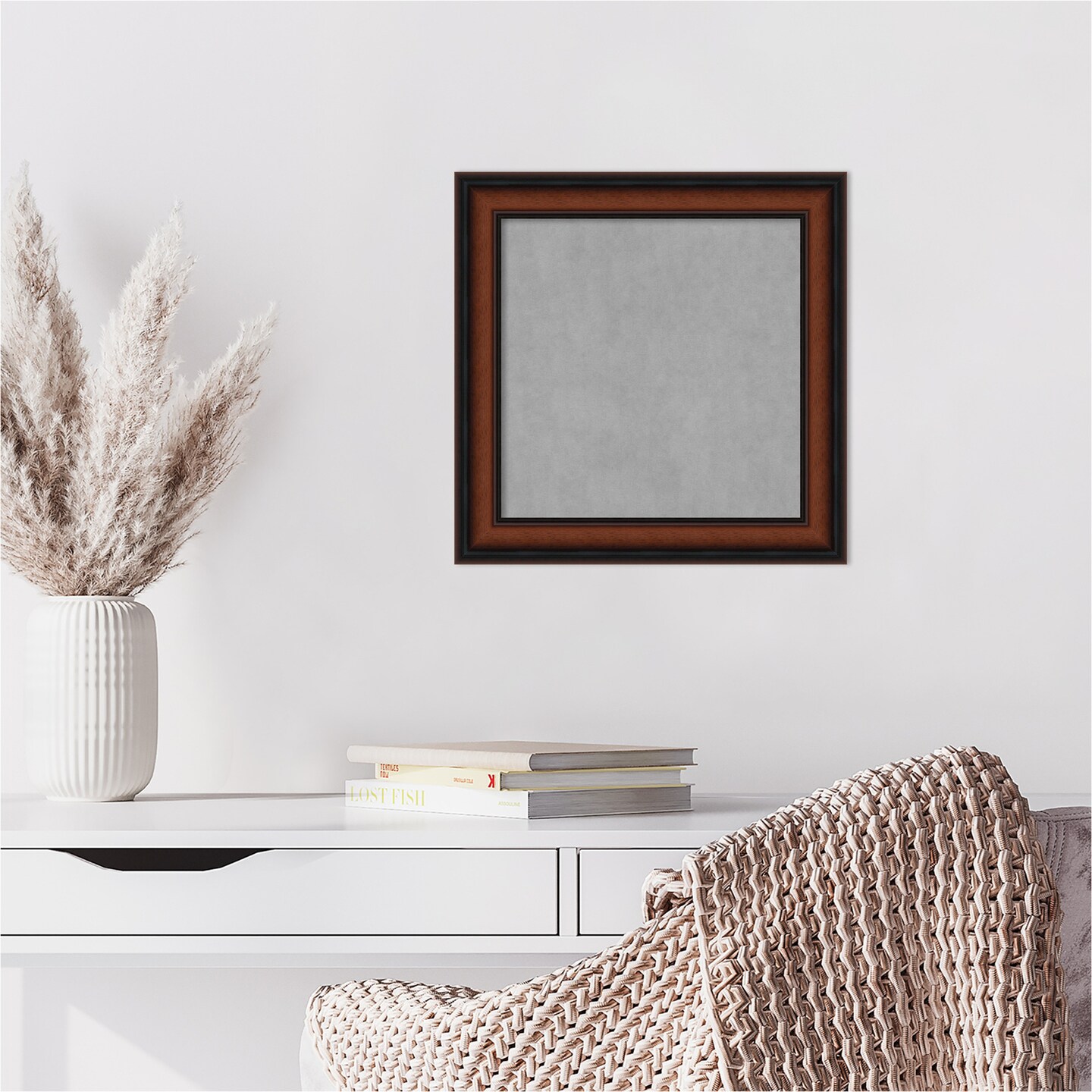 Cyprus Walnut Narrow Wood Framed Magnetic Board