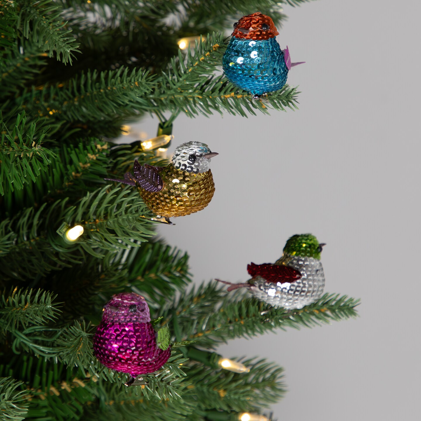 Northlight Sequined Birds Clip-On Christmas Ornaments - 2.75" - Multicolor - Set of 8