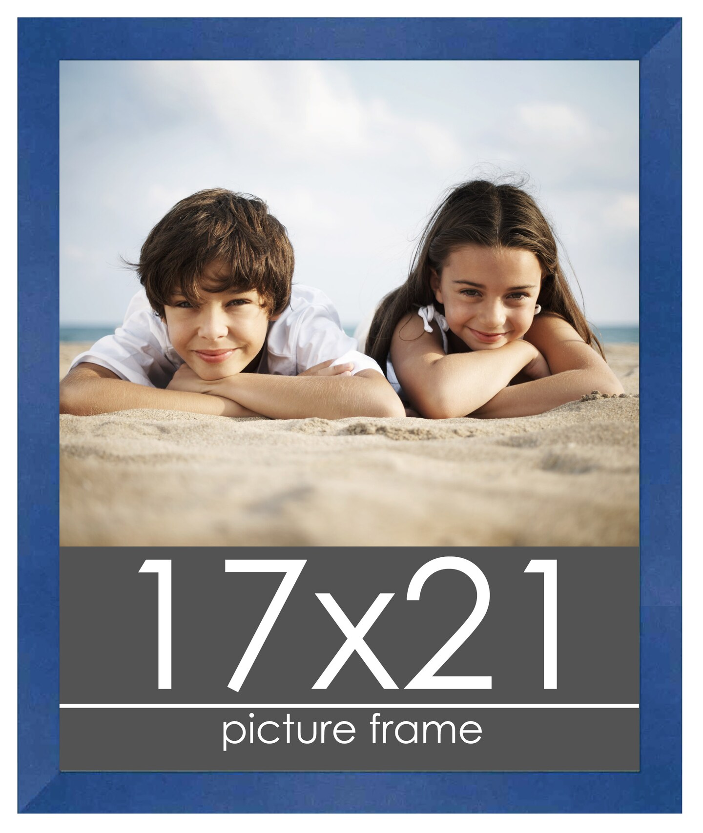 17x21 Classic Modern Blue Picture Frame - UV Acrylic, Foam Board Backing, Hanging Hardware