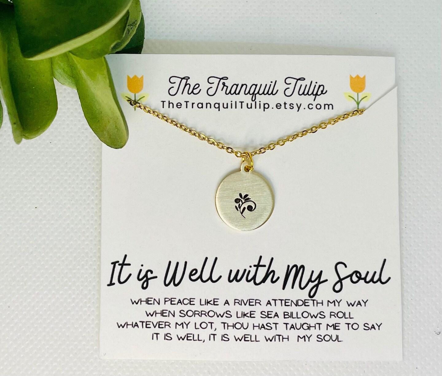 Pendant Hand Stamped Jewelry It Is Well Necklace Necklace With
