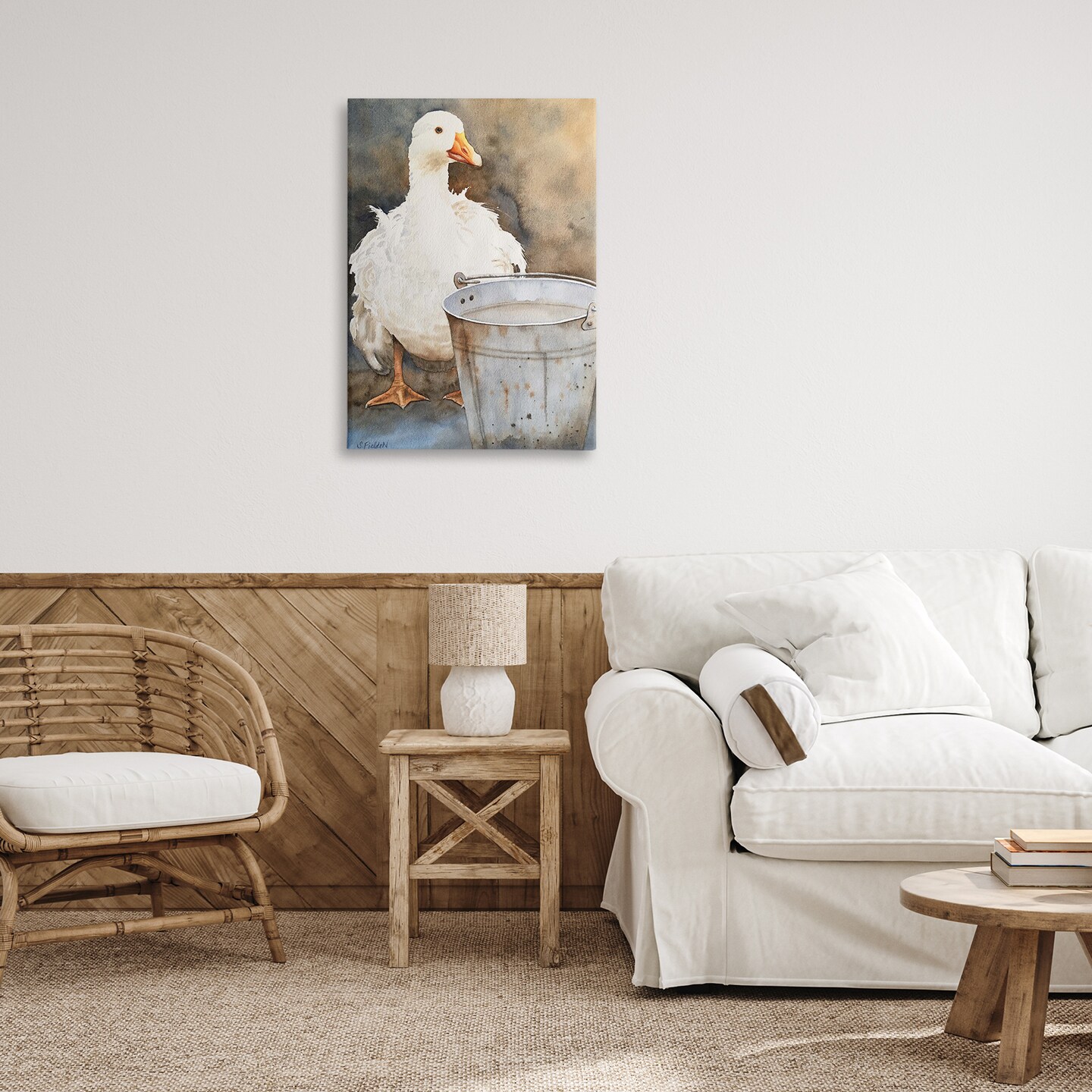Stupell Industries Duck & Country Pail Canvas Design by Stephanie Fielden