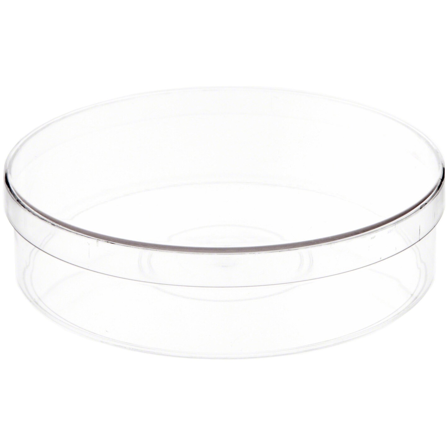 Pioneer Plastics 175C Clear Round Plastic Container, 6" W x 1.5" H