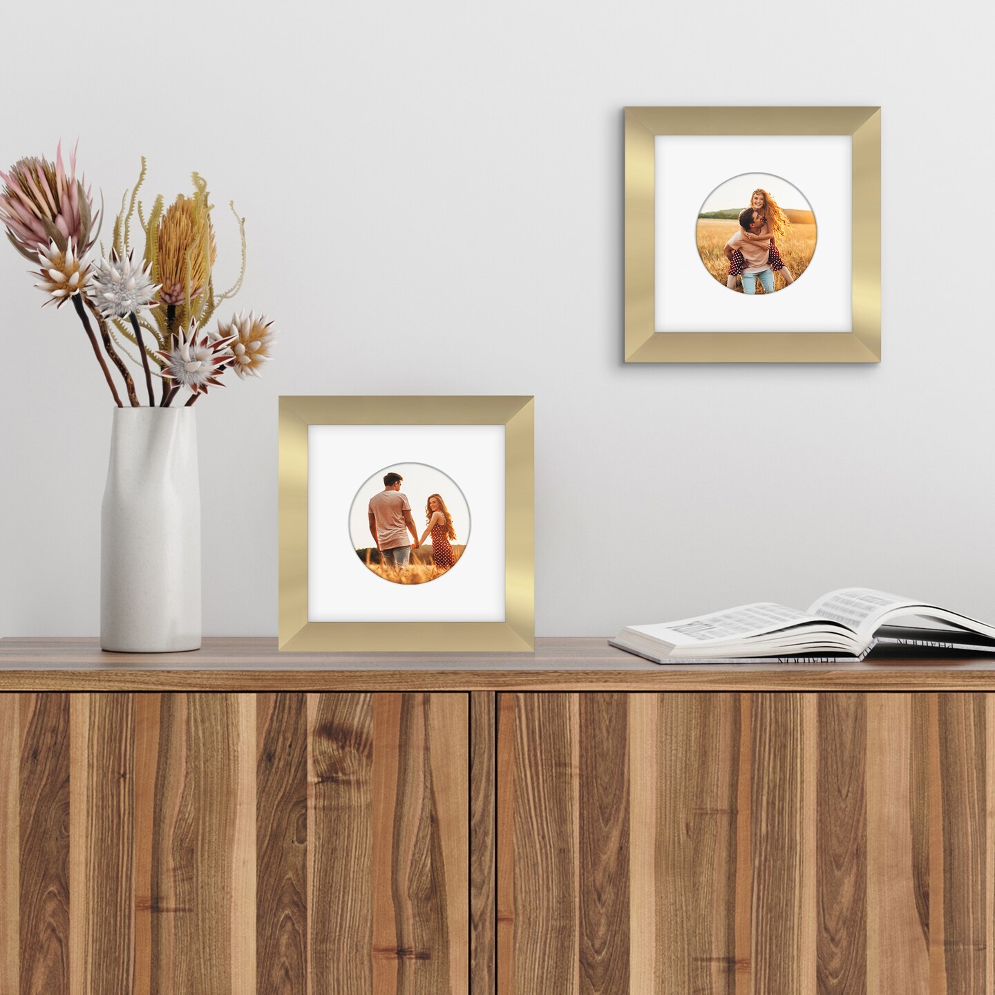 Americanflat Picture Frame with Round-Shaped Mat - Ideal for Any Room, Living Rooms, Dorm Room
