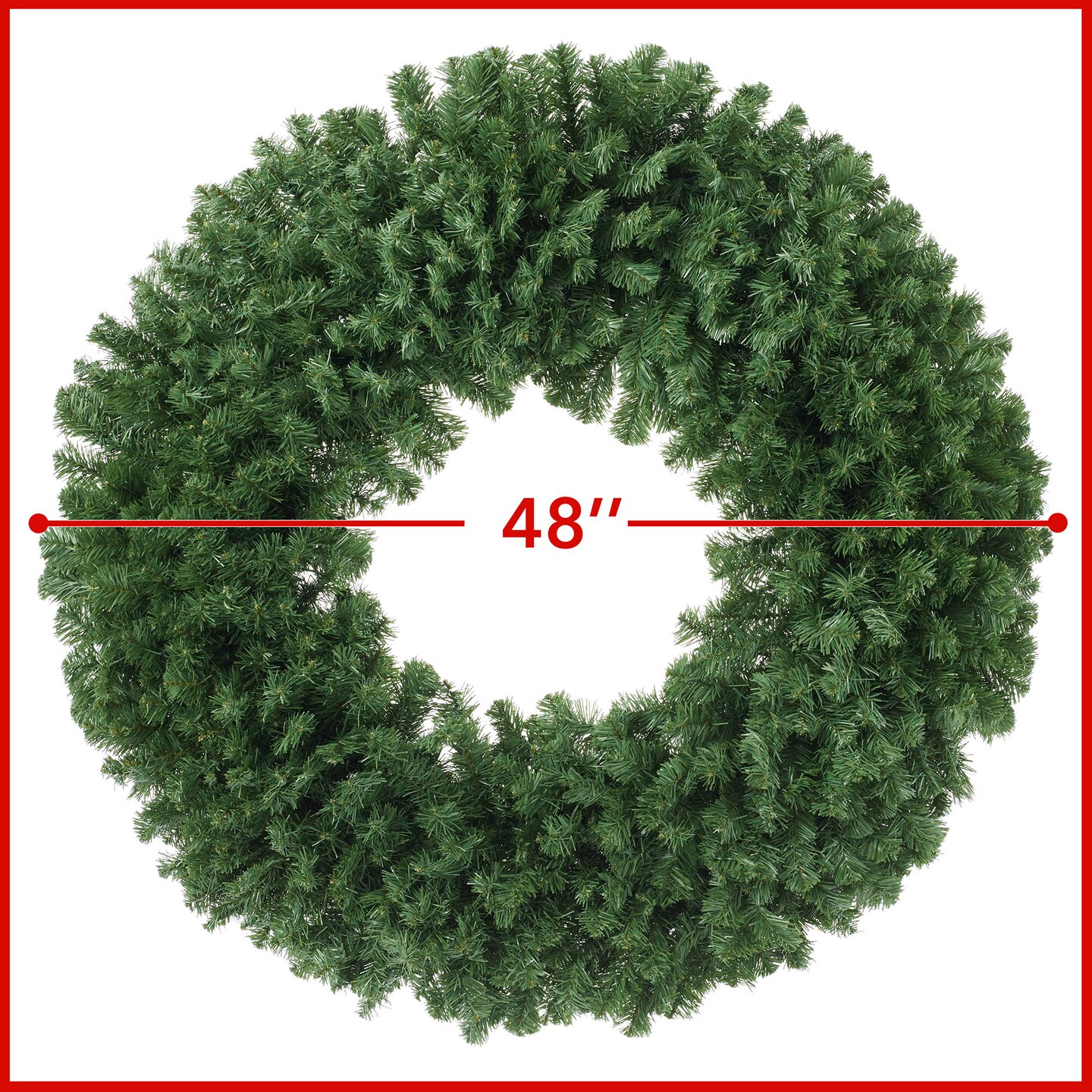 Casafield Green Fir Artificial Christmas Wreath for Front Door, Window or Mantel, Indoor/Outdoor Holiday Decor, 48 Inches