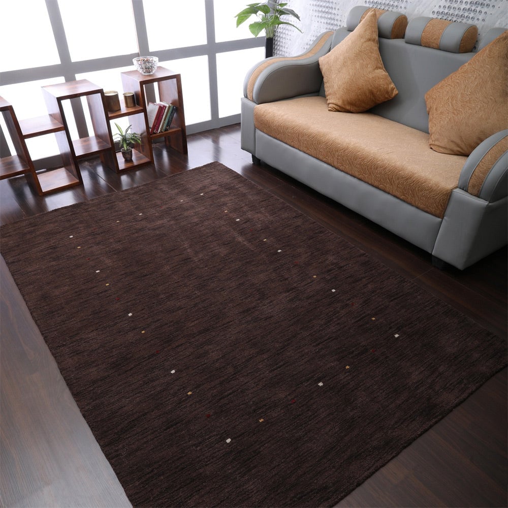 Rugsotic Hand Knotted Wool Area Rug 6X9 Contemporary Brown L00105