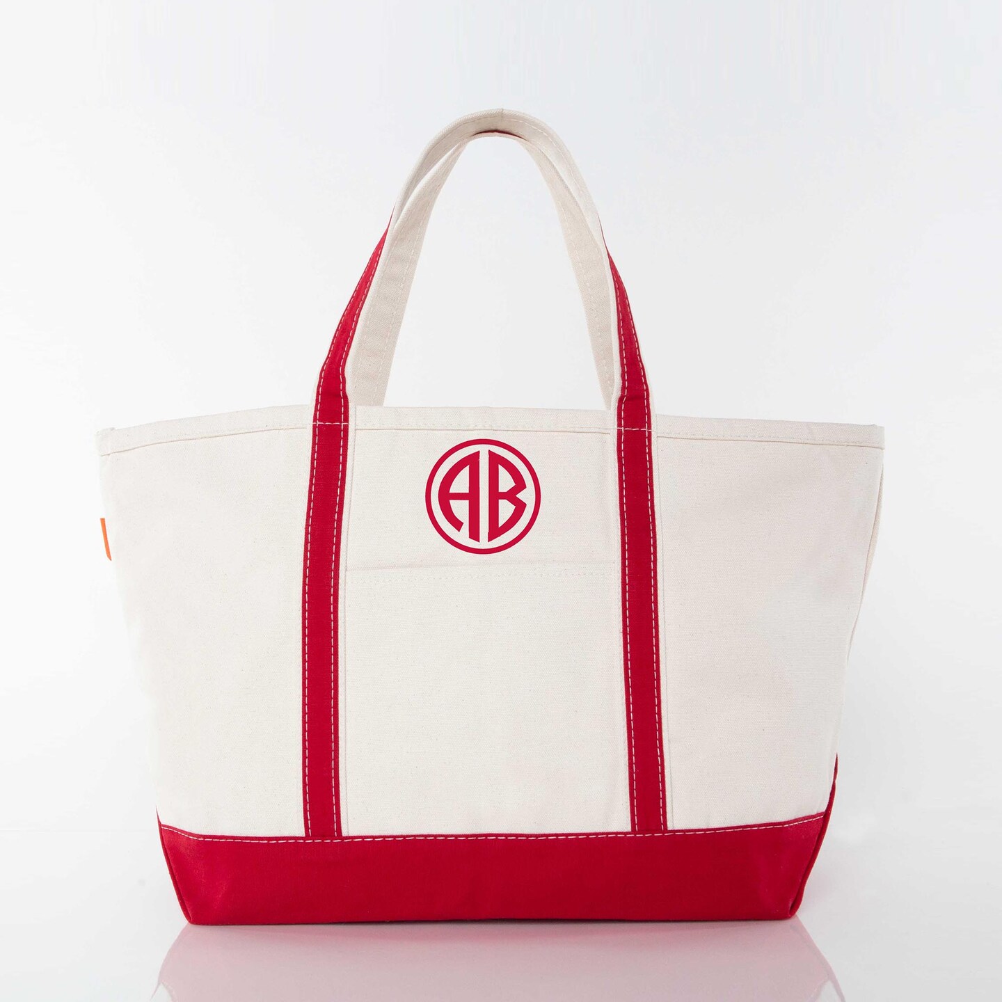 Large Classic Tote -- 18 oz. Heavyweight Durable Canvas -- Natural Canvas &#x26; Red Color