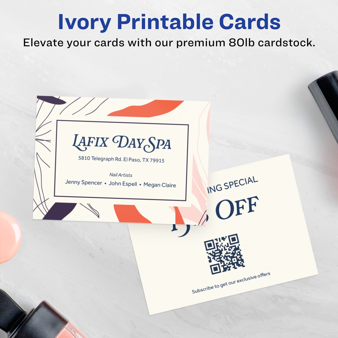 Avery 2-1/2&#x22; x 3-1/2&#x22; Rectangle, Matte Ivory Business Cards