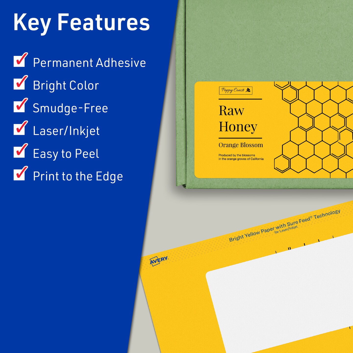 Avery Bright Yellow Paper Labels, 4&#x22; x 5&#x22; Rectangle