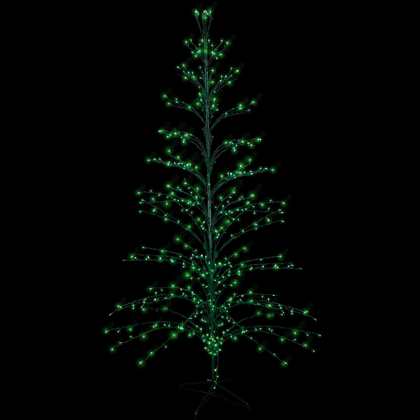 Northlight 9&#x27; Black Pre-Lit Artificial Cascade Twig Christmas Tree - Green Lights
