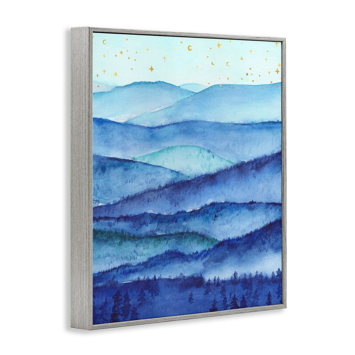 Stupell Industries Blue Mountains & Trees Scenery Framed Giclee Art