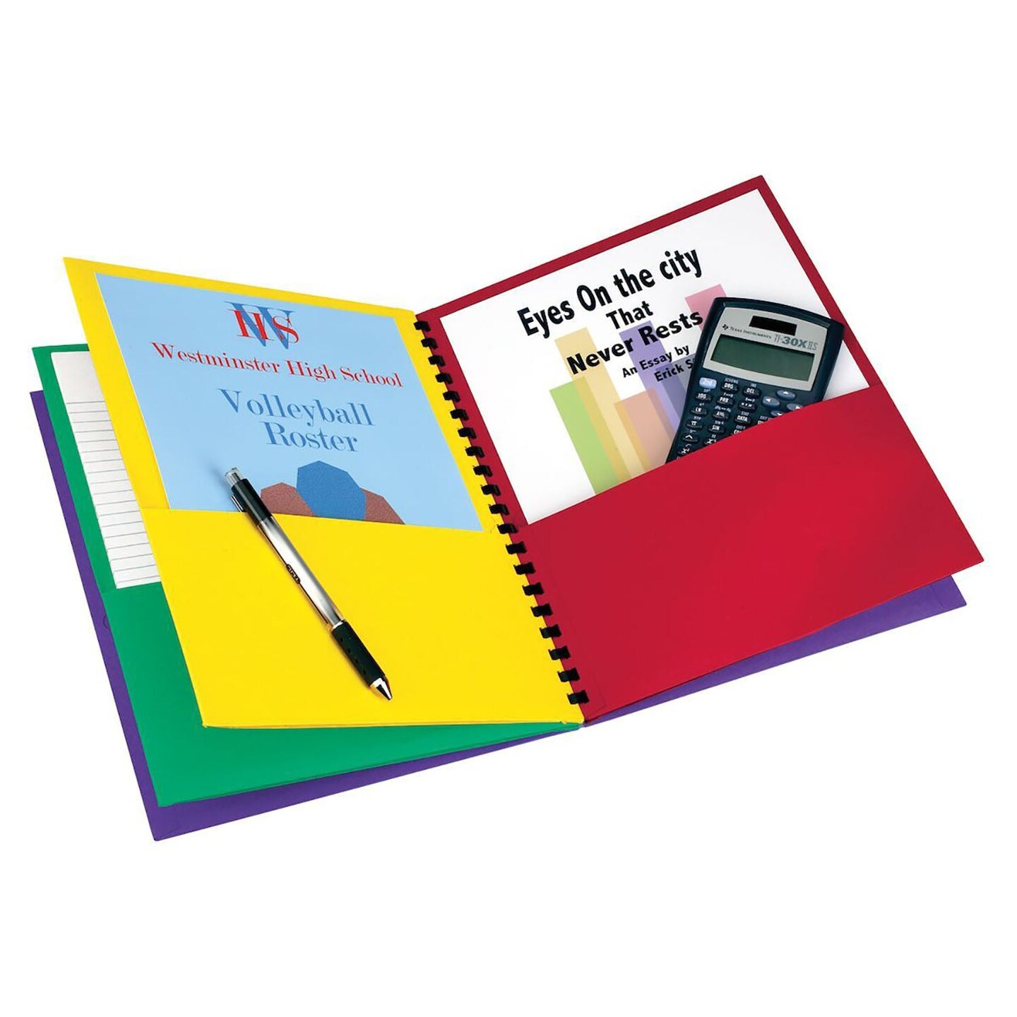 Paper 8-Pocket Folders, Letter Size, Assorted Colors