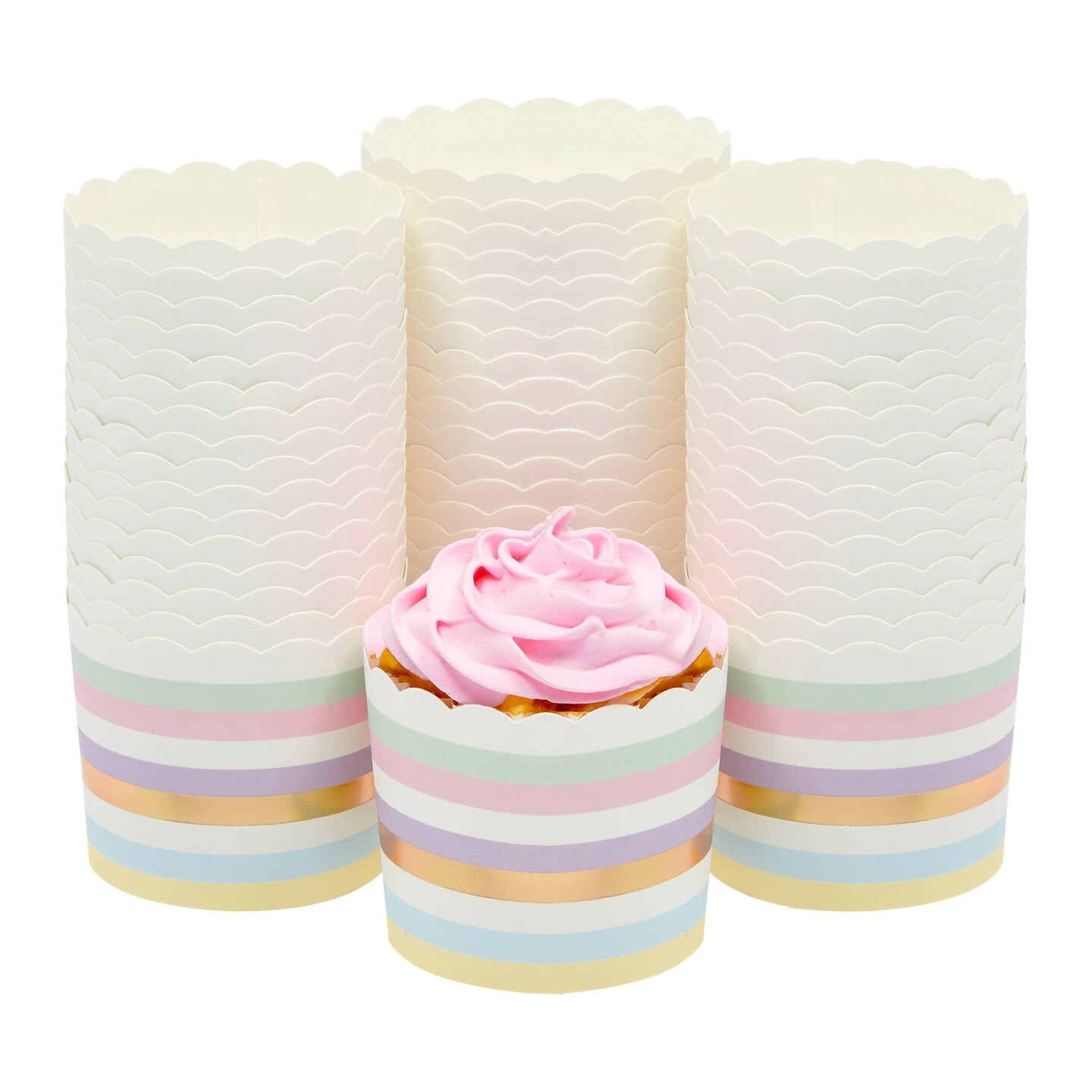50-Pack Pastel Cupcake Liners - Large Paper Baking Cups for Birthdays, Home Baking, Bake Sales, Bridal Showers (2.2 In)