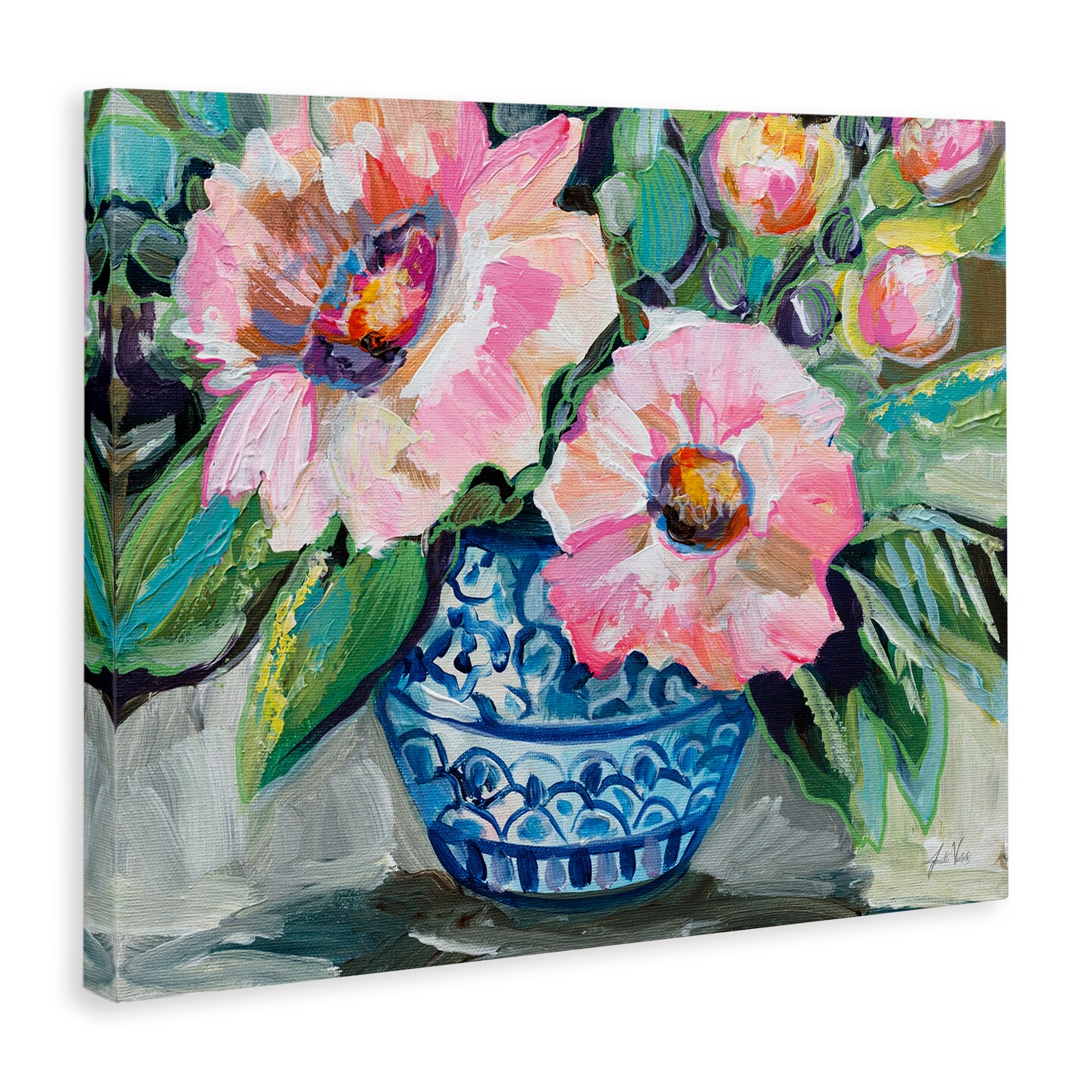 Stupell Industries Pink Gerber Daisy Bouquet Canvas Wall Art Design by Jeanette Vertentes
