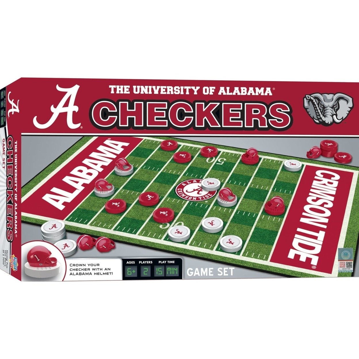 Alabama Crimson Tide Checkers Game Board With Helmet Kings 24 Pieces Ncaa