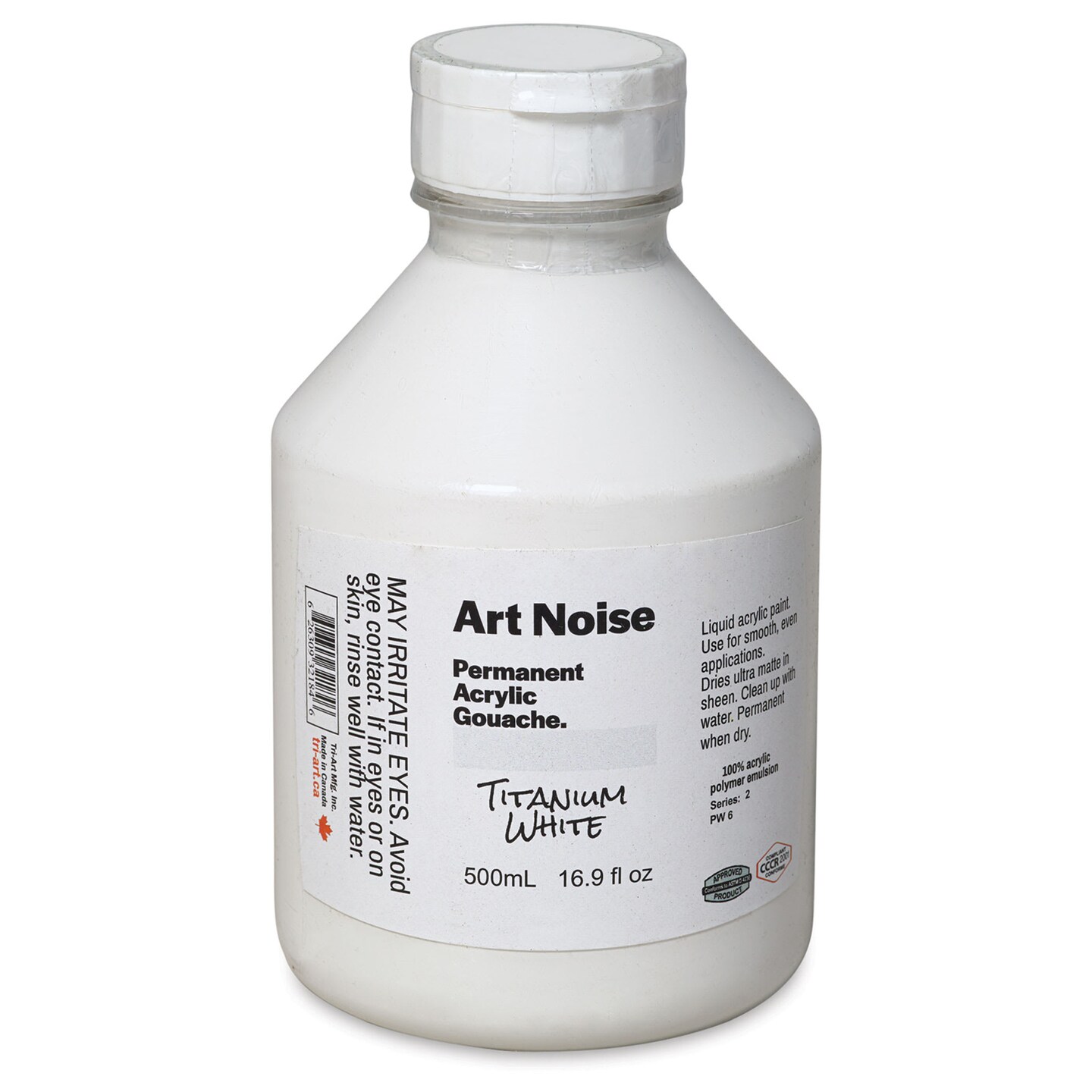 Tri-Art Art Noise Permanent Acrylic Gouache - Titanium White, 500 ml, Bottle