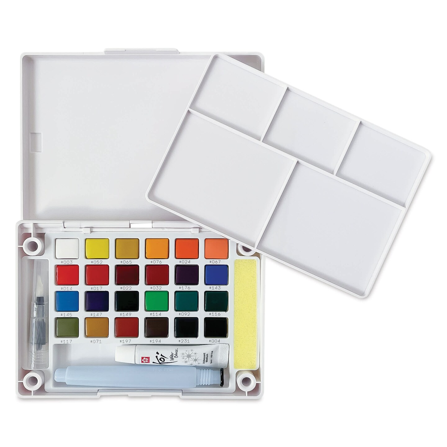 Sakura Koi Watercolor Half Pan - Set of 24 Sketch Box, Assorted Colors with Iridescent Medium